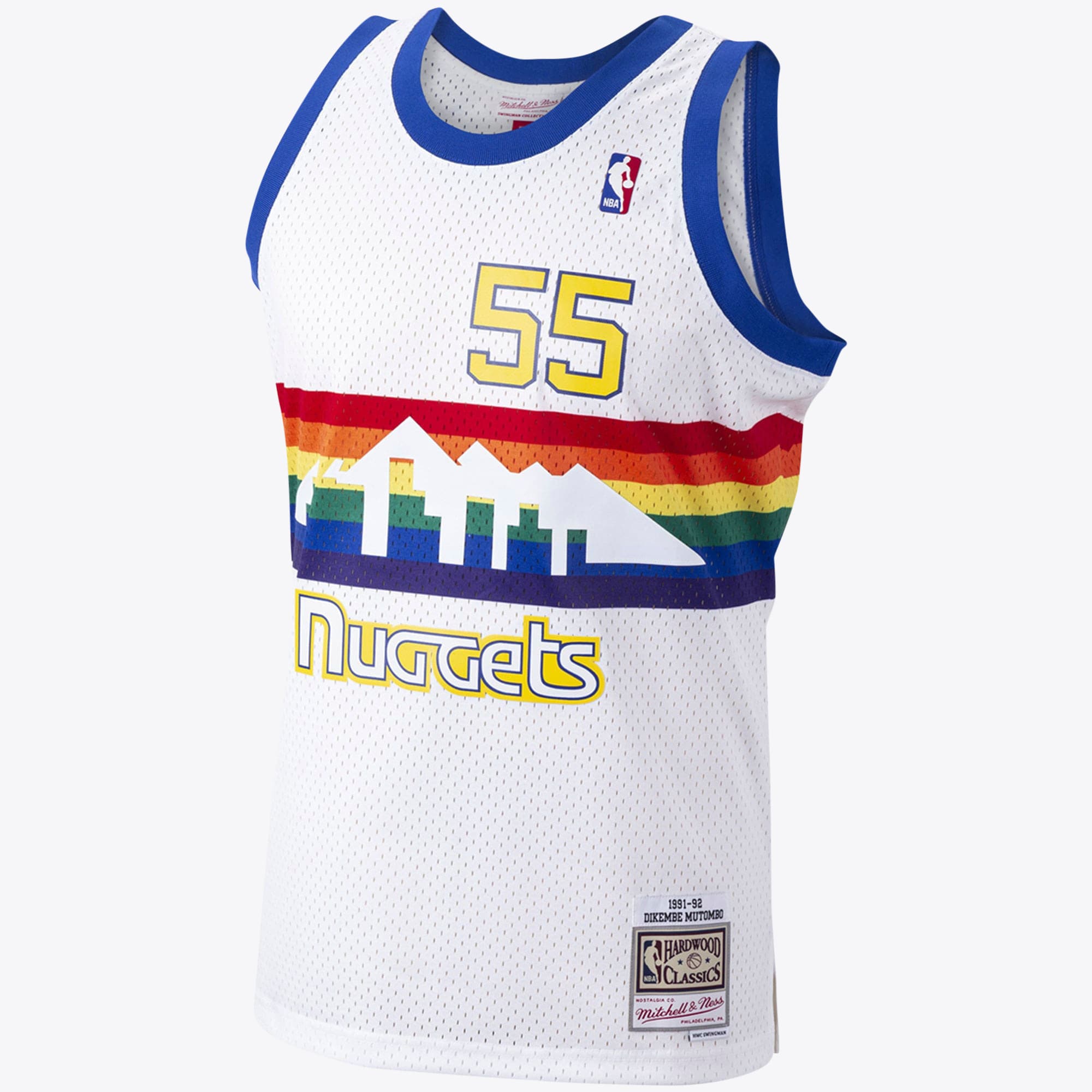 Denver Nuggets Mitchell & Ness Dikembe Mutombo 1991 Hardwood Classics Home Swingman Jersey - White - Men's