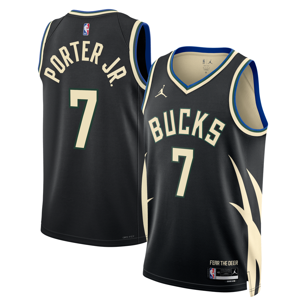 Milwaukee Bucks Jordan Brand Statement Edition Swingman Jersey - Hunter Green - Kevin Porter Jr. - Unisex