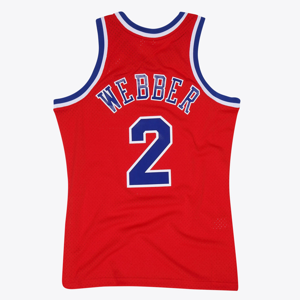 Washington Bullets Mitchell & Ness Chris Webber 1994 Hardwood Classics Road Swingman Jersey - Scarlett - Men's