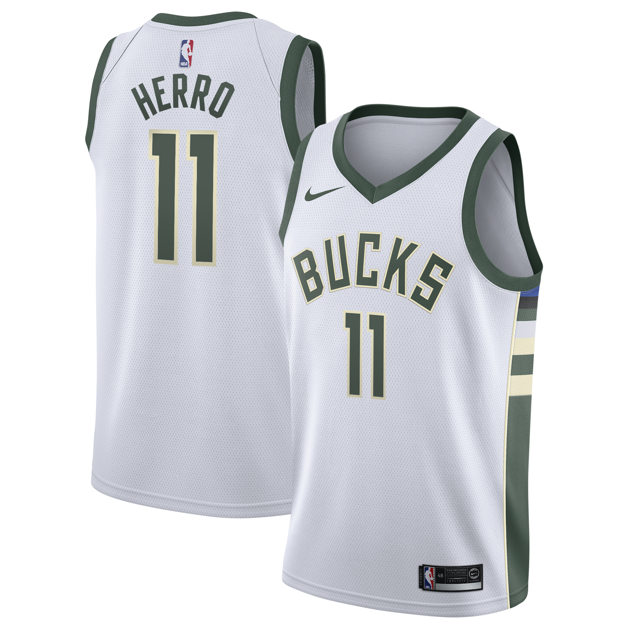 Milwaukee Bucks Nike Association Edition Swingman Jersey - White - Tyler Herro - Youth