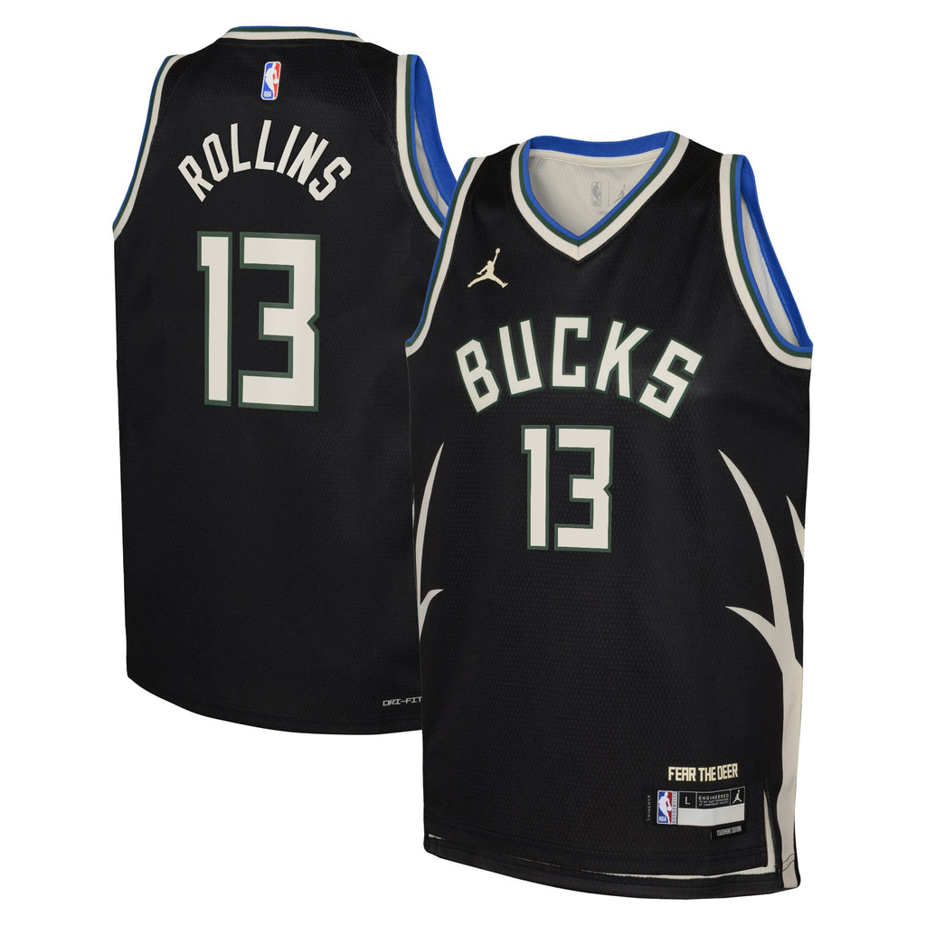 Milwaukee Bucks Jordan Brand Statement Edition Swingman Jersey - Hunter Green - Ryan Rollins - Youth