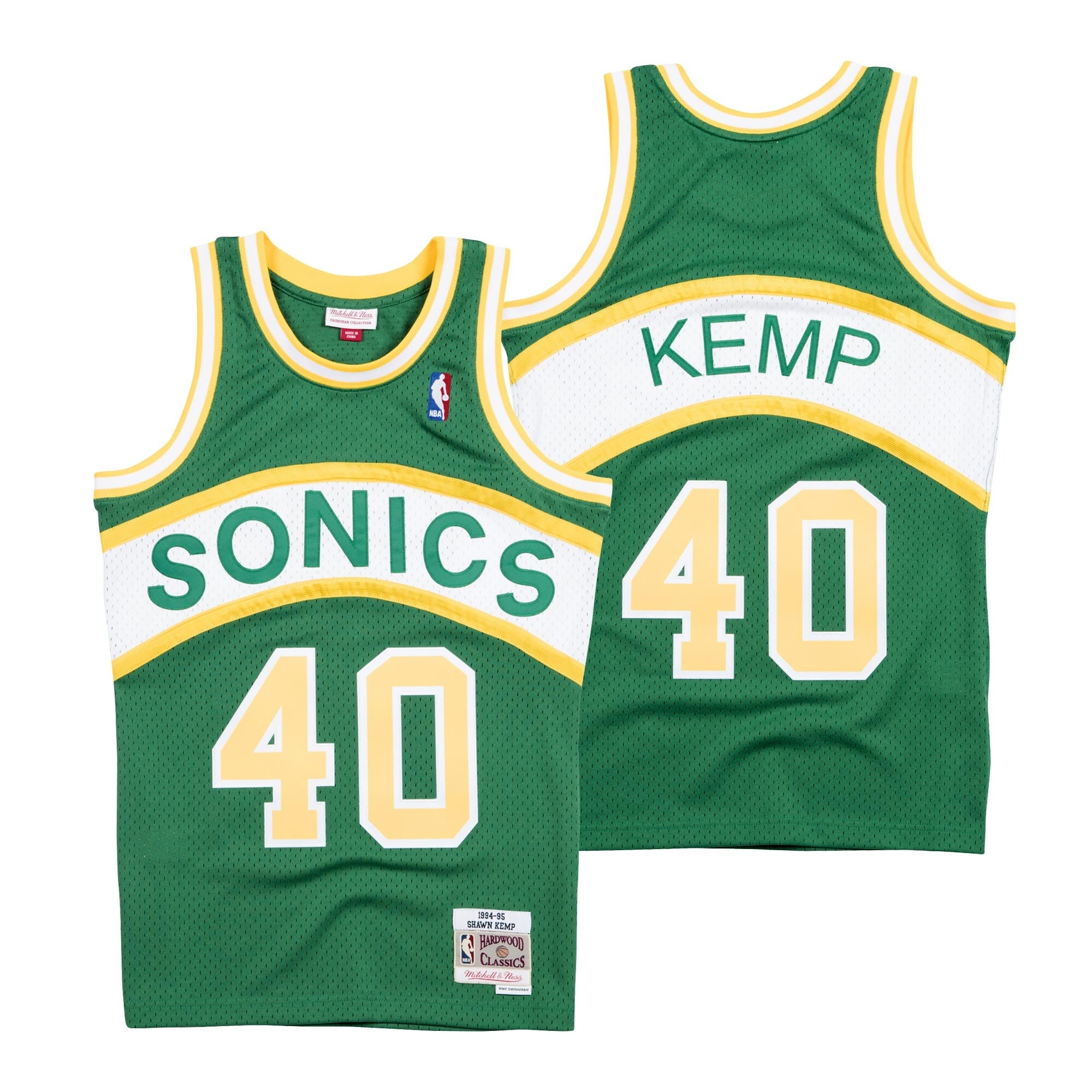 Seattle SuperSonics Mitchell & Ness Shawn Kemp Hardwood Classics Road Swingman Jersey - Men's