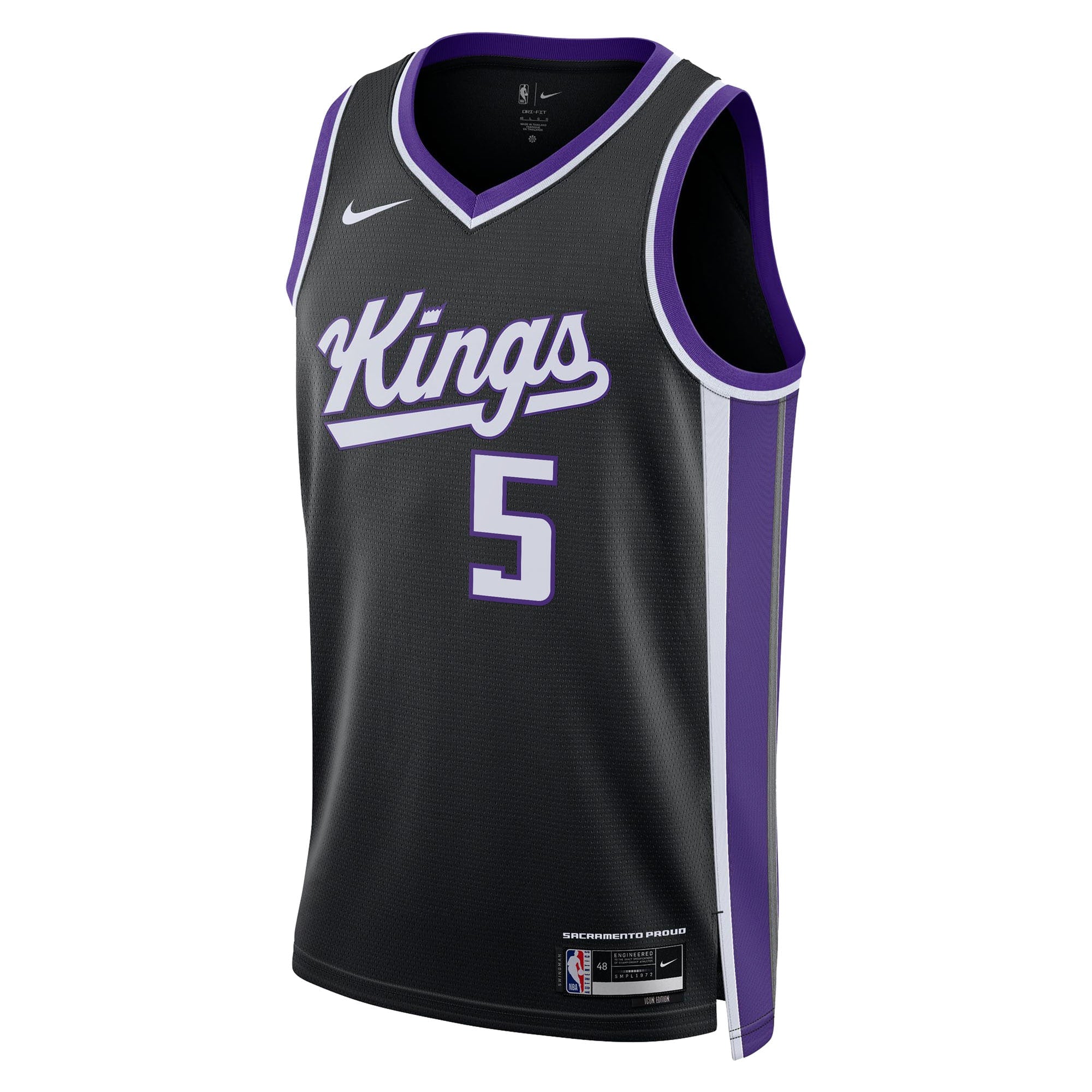 Sacramento Kings Nike Icon Swingman Jersey - Black - Darius Acuff Jr. - Unisex