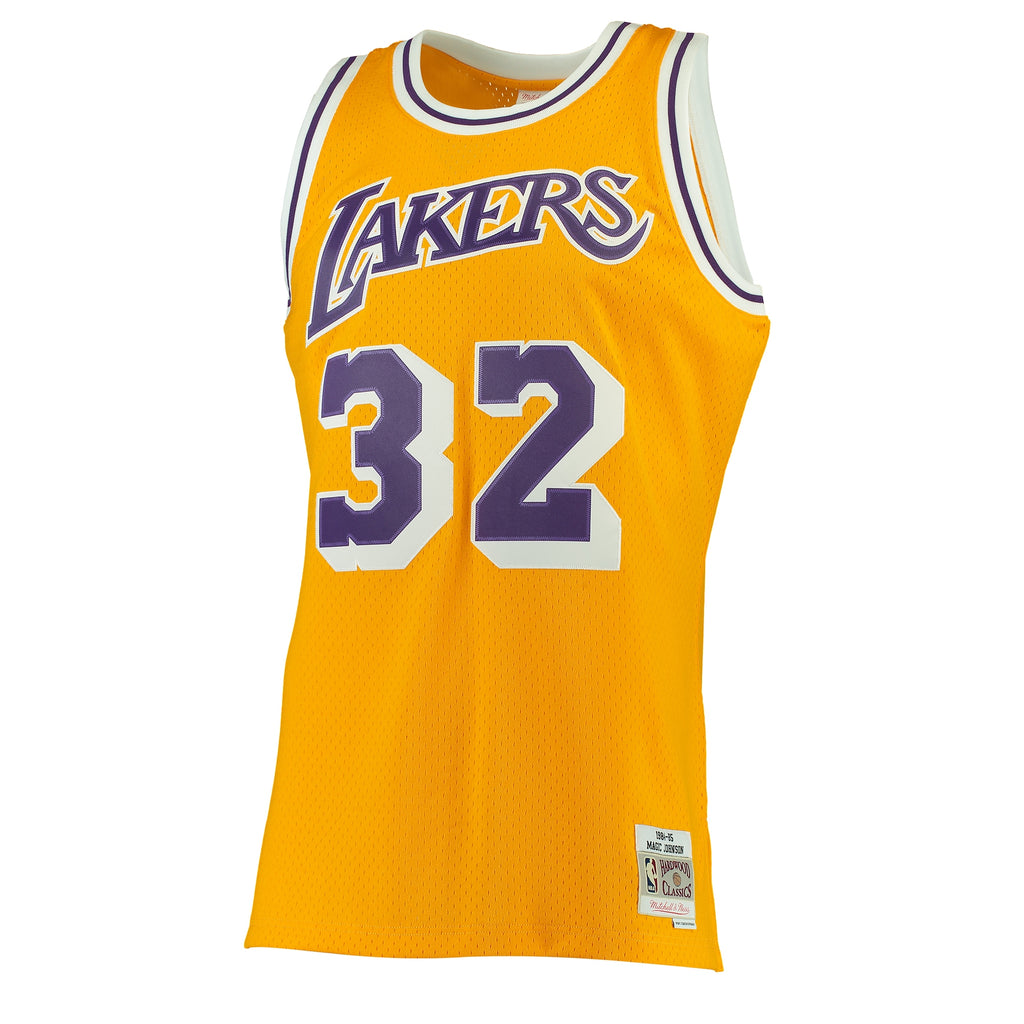 Los Angeles Lakers Mitchell & Ness Magic Johnson 1984-85 Hardwood Classics Swingman Jersey - Gold - Men's