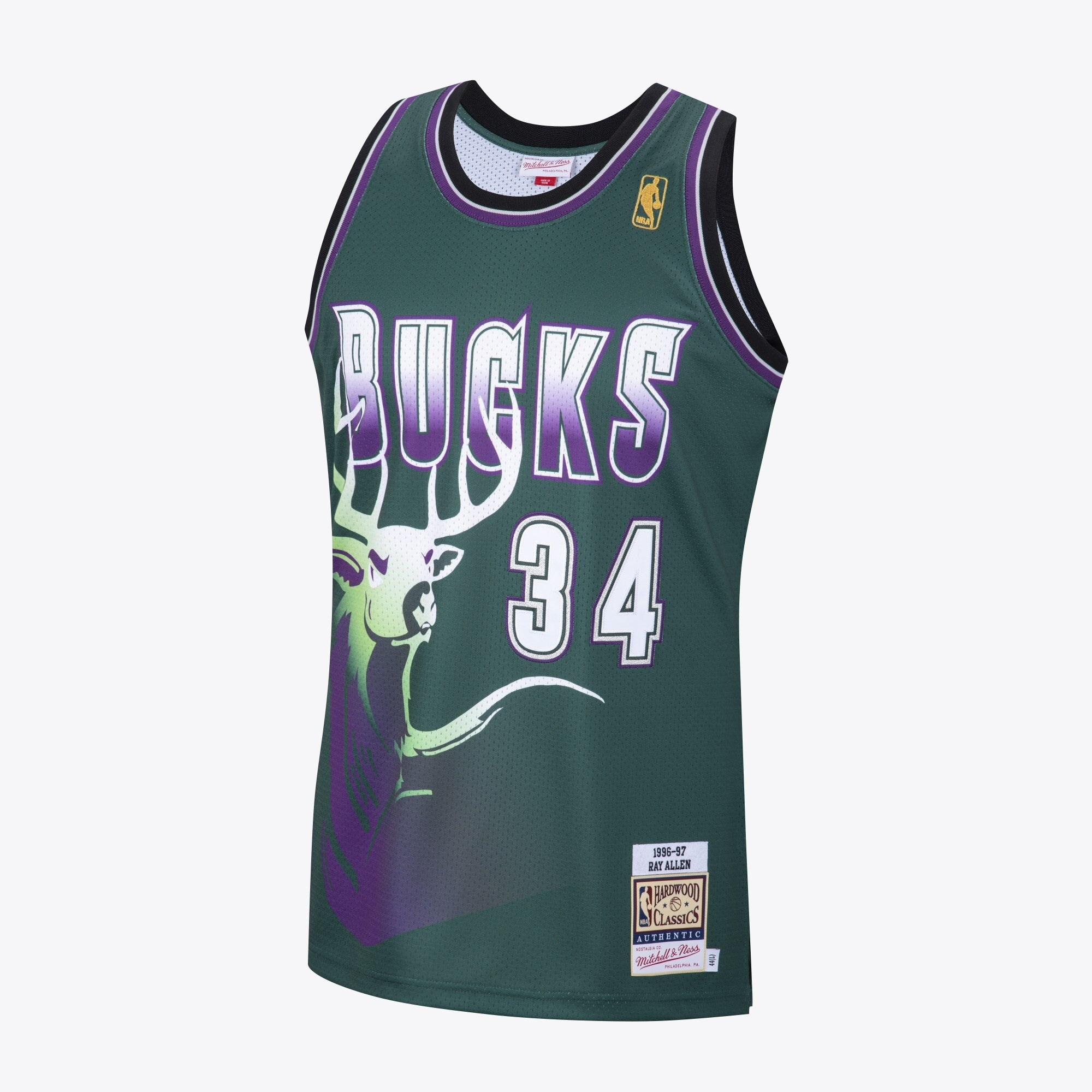 Milwaukee Bucks Mitchell & Ness Ray Allen 1996 Hardwood Classics Alternate Swingman Jersey - Dark Green - Men's