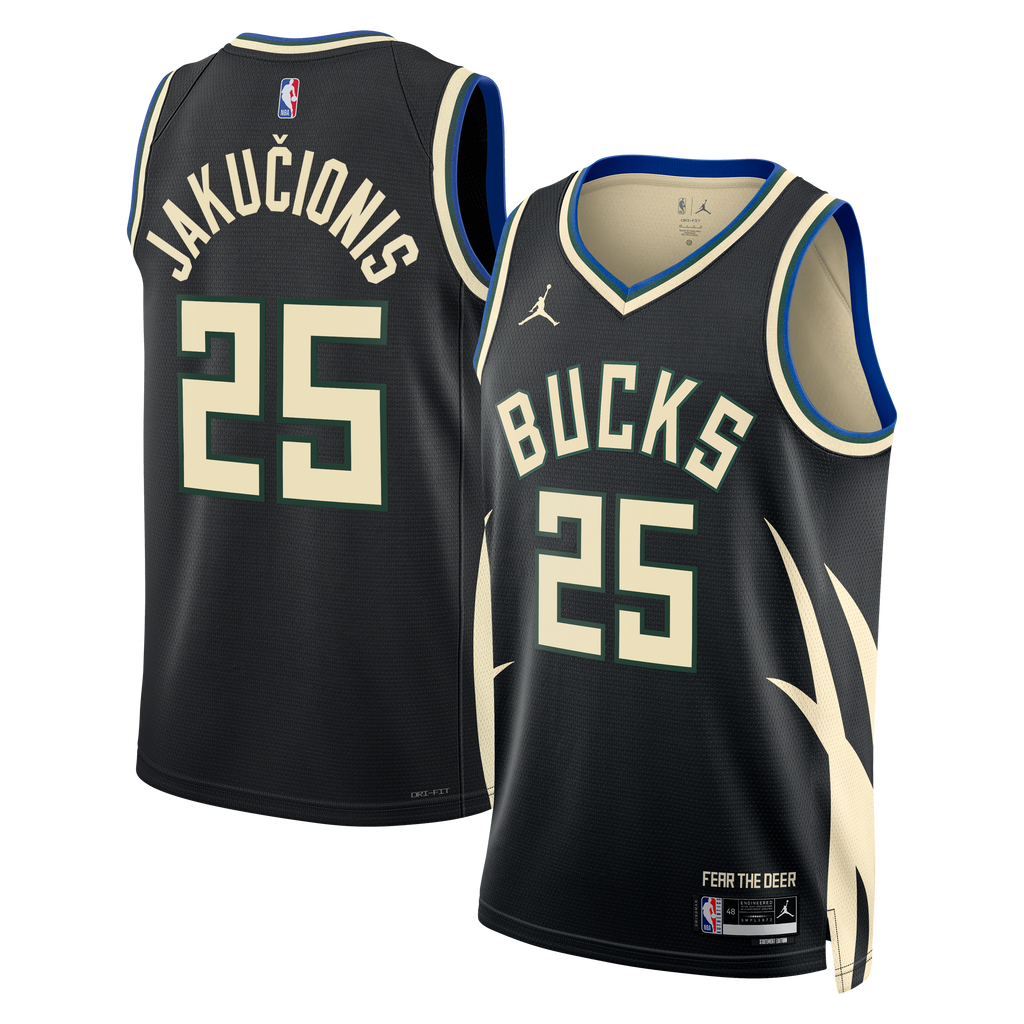 Milwaukee Bucks Jordan Brand Statement Edition Swingman Jersey - Hunter Green - Kasparas Jakučionis - Unisex
