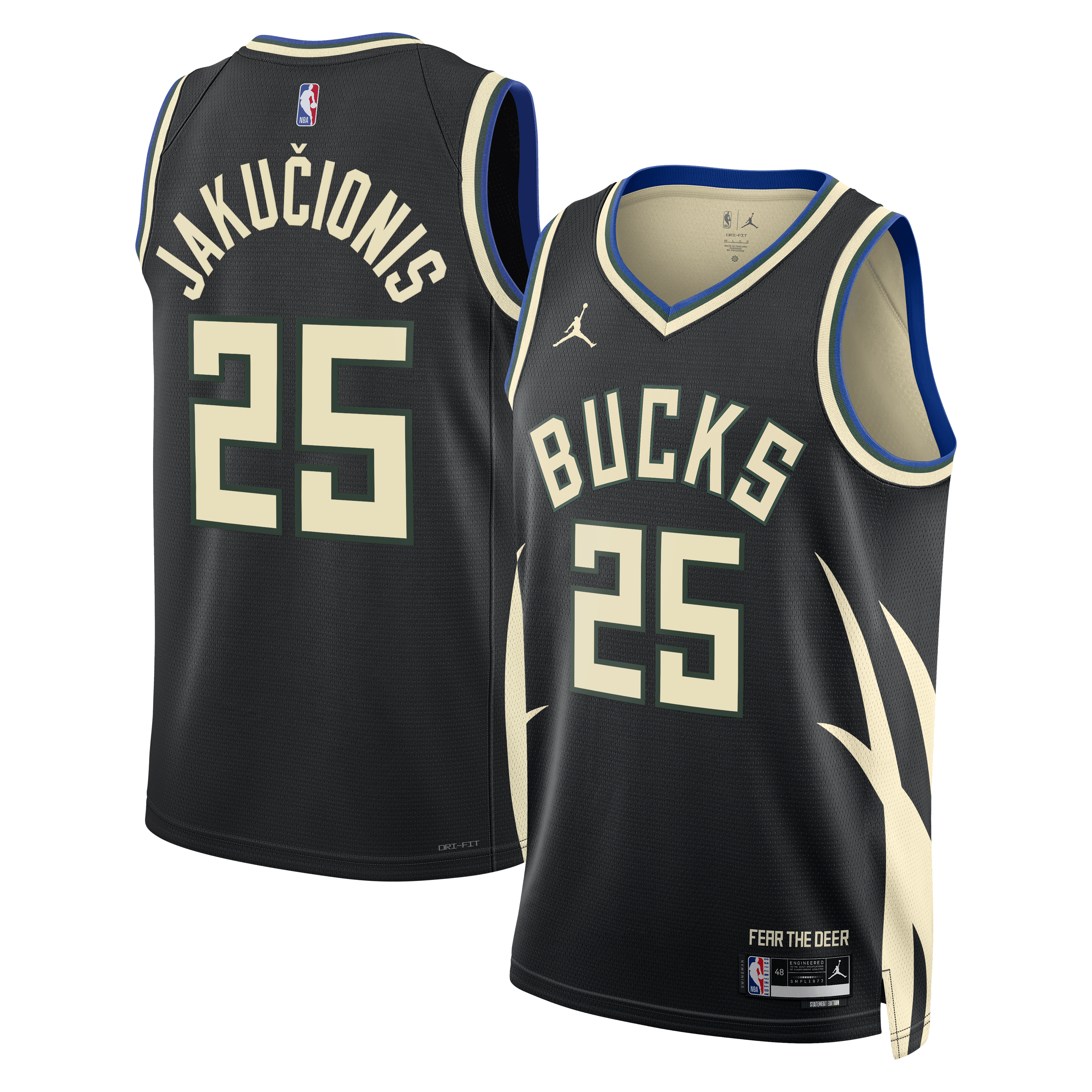 Milwaukee Bucks Jordan Brand Statement Edition Swingman Jersey - Hunter Green - Kasparas Jakučionis - Unisex