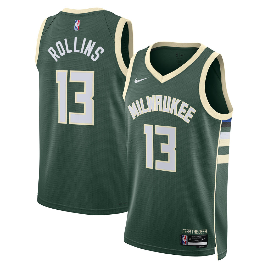 Milwaukee Bucks Nike Icon Edition Swingman Jersey - Hunter Green - Ryan Rollins - Unisex