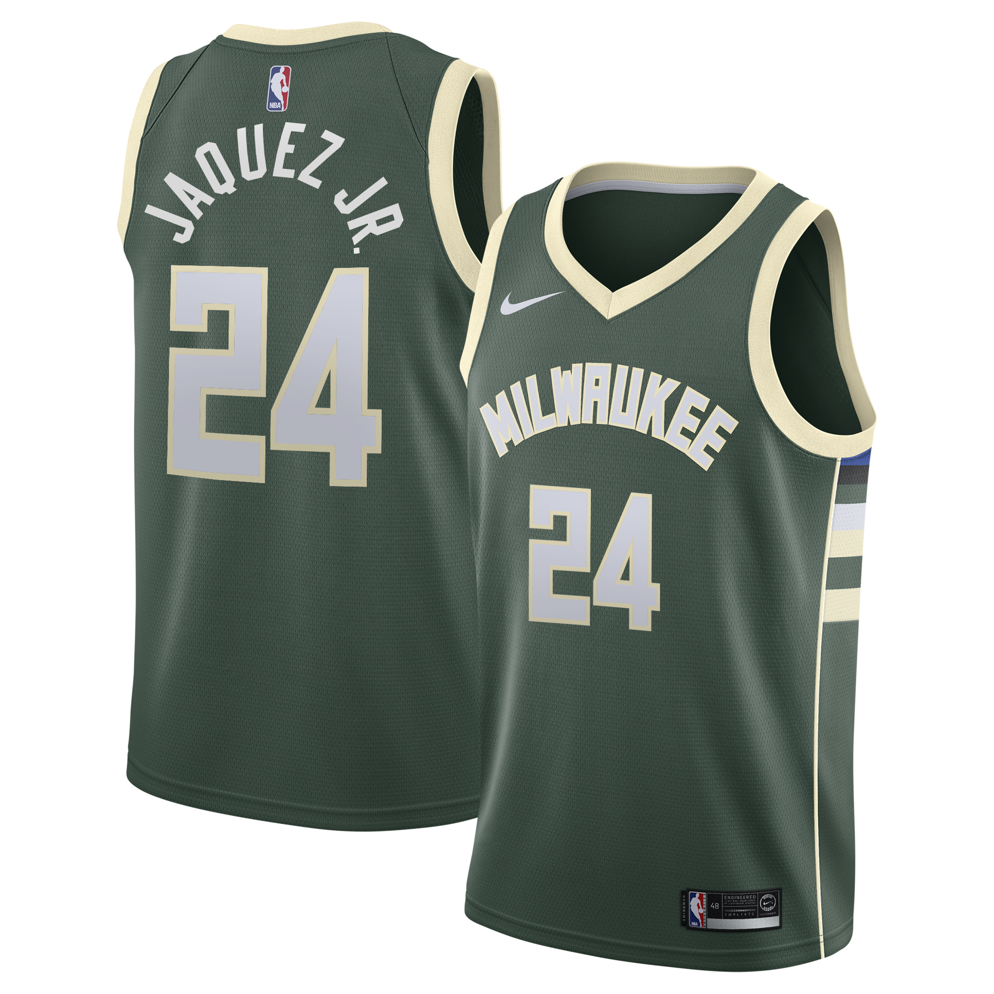 Milwaukee Bucks Nike Icon Edition Swingman Jersey - Hunter Green - Jaime Jaquez Jr. - Youth
