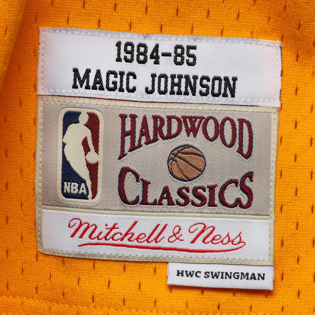 Los Angeles Lakers Mitchell & Ness Magic Johnson 1984-85 Hardwood Classics Swingman Jersey - Gold - Men's