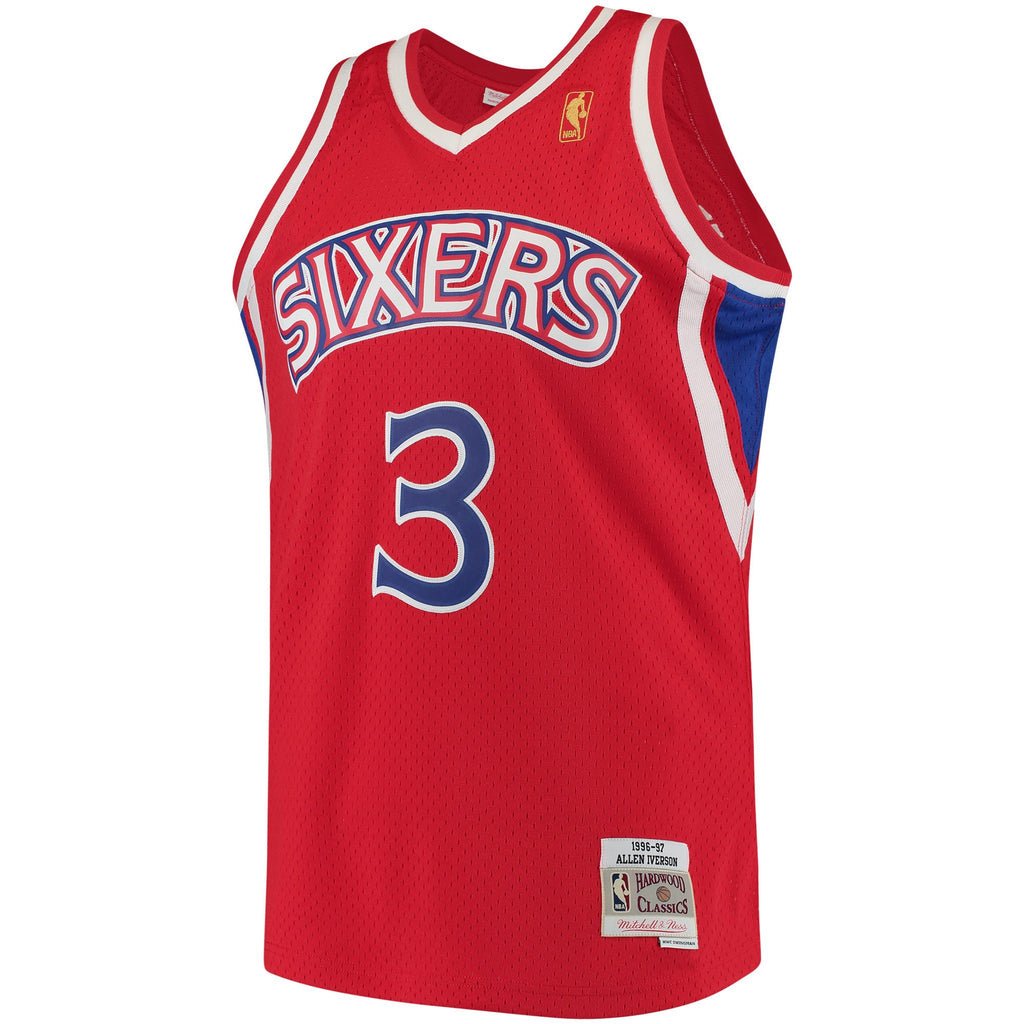 Philadelphia 76ers Mitchell & Ness Allen Iverson 1996-97 Hardwood Classics Swingman Jersey - Red - Men's
