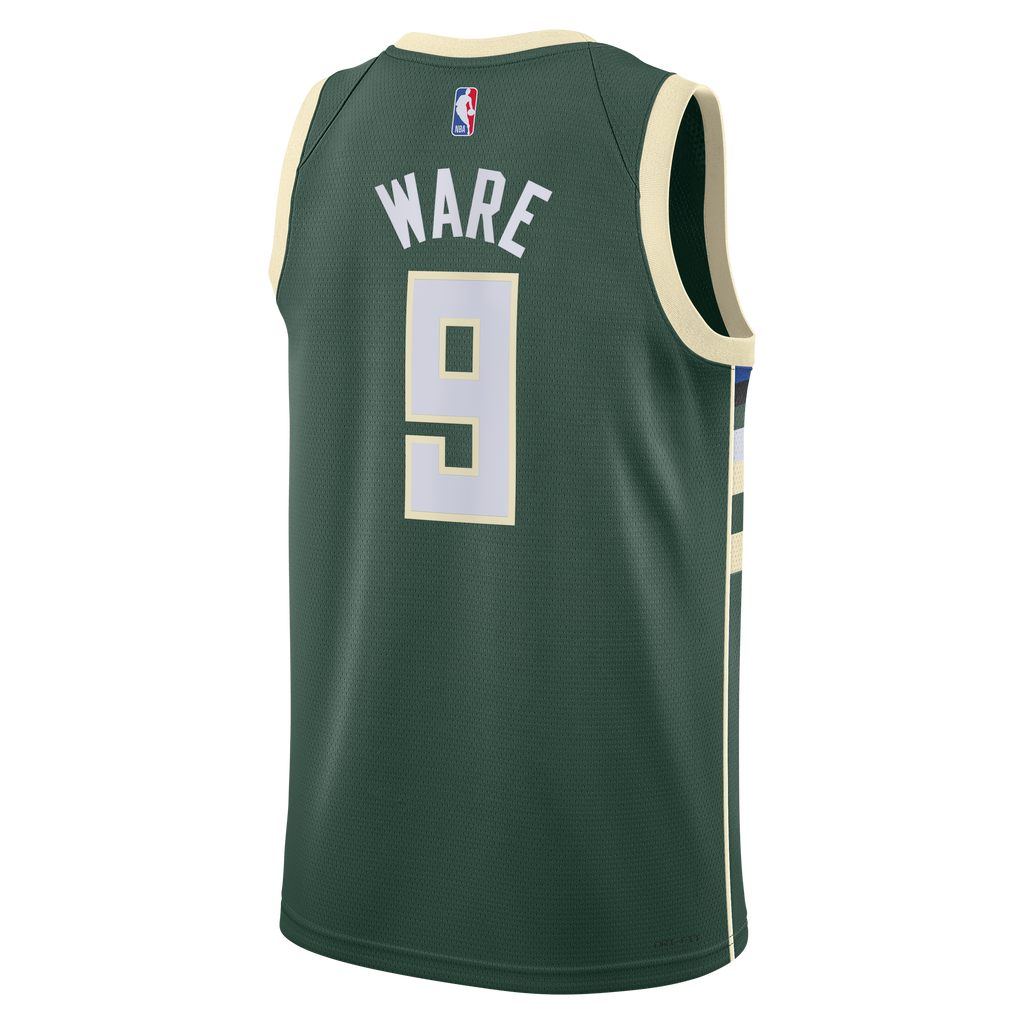 Milwaukee Bucks Nike Icon Edition Swingman Jersey - White - Kel'el Ware - Unisex