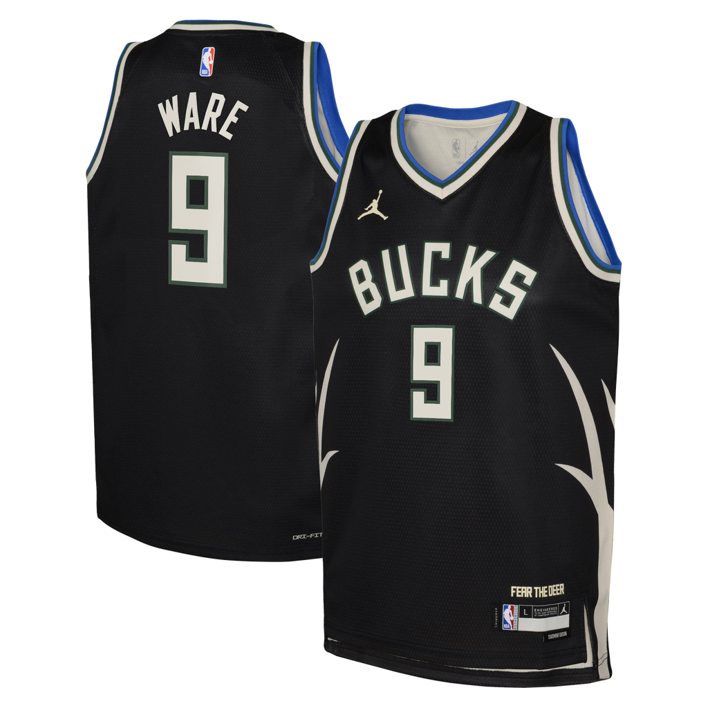 Milwaukee Bucks Jordan Brand Statement Edition Swingman Jersey - Hunter Green - Kel'el Ware - Youth
