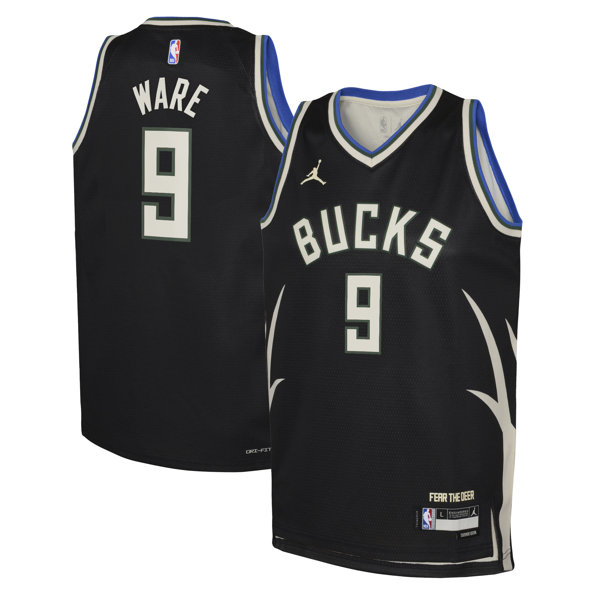 Milwaukee Bucks Jordan Brand Statement Edition Swingman Jersey - Hunter Green - Kel'el Ware - Youth