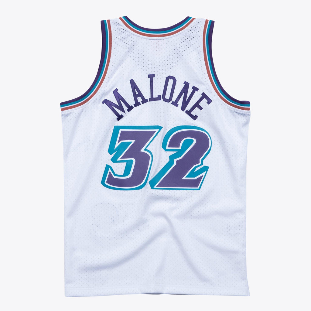 Utah Jazz Mitchell & Ness Karl Malone 1996 Hardwood Classics Swingman Jersey - White - Men's