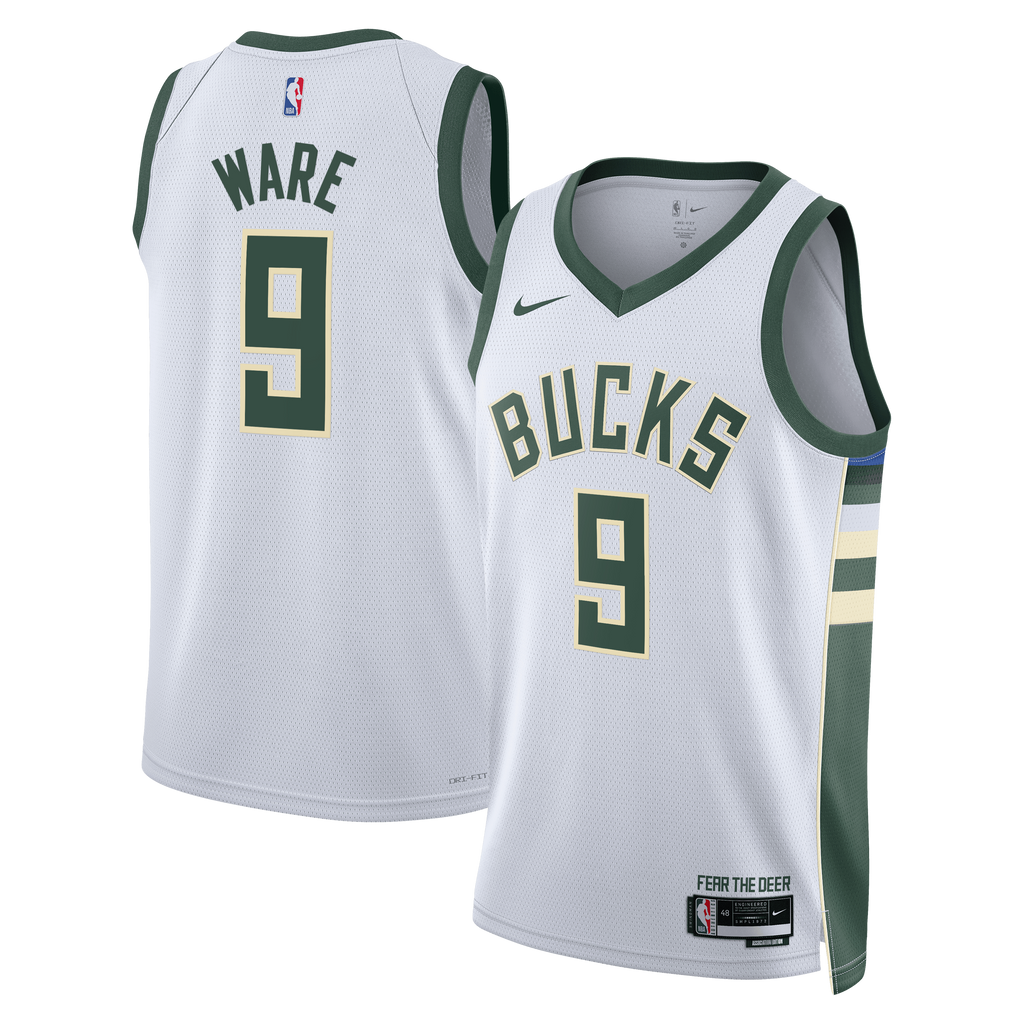 Milwaukee Bucks Nike Association Edition Swingman Jersey - White - Kel'el Ware - Unisex