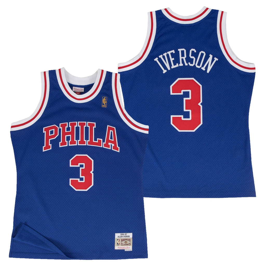 Philadelphia 76ers Mitchell & Ness Allen Iverson 1997 Hardwood Classics Alternate Swingman Jersey - Blue - Men's