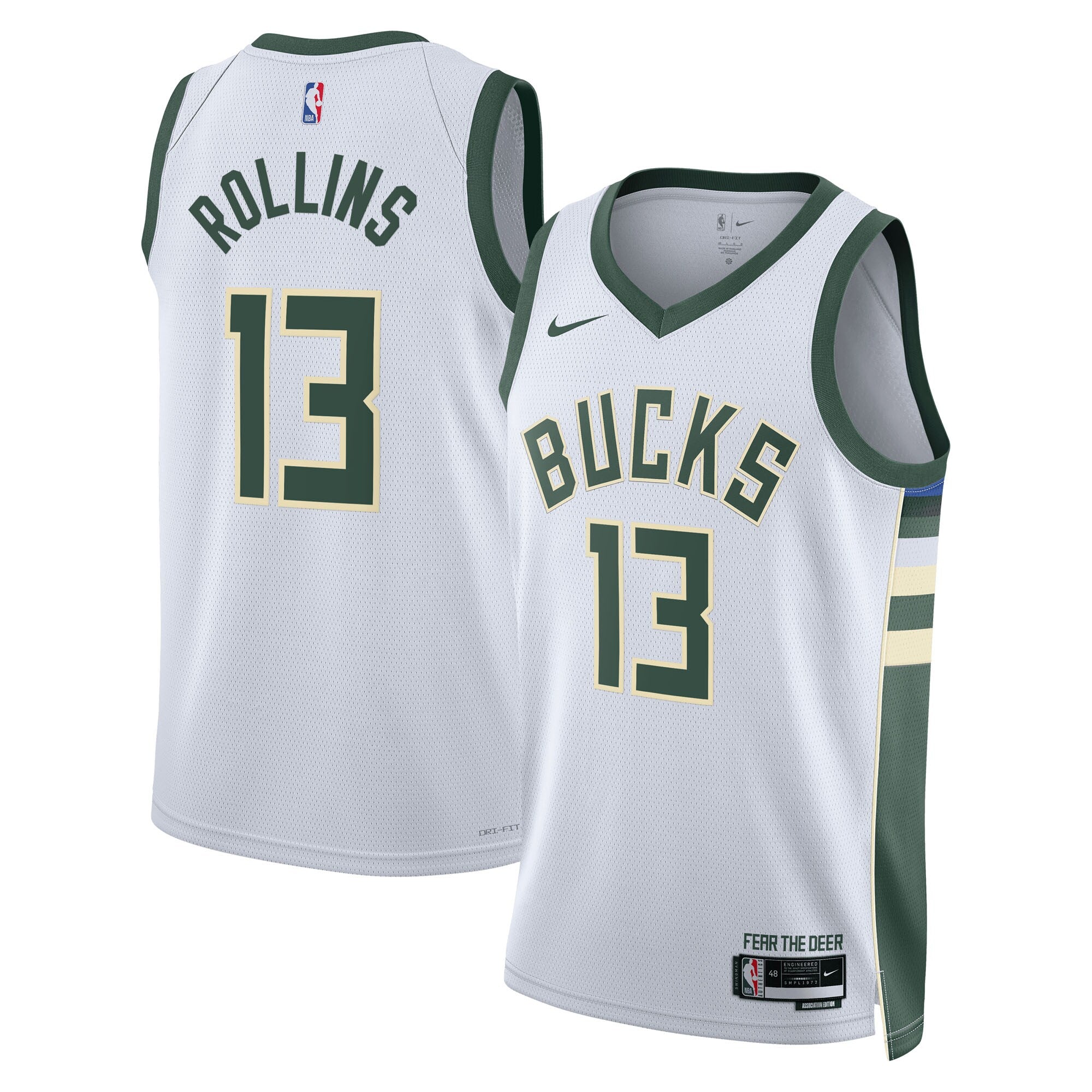 Milwaukee Bucks Nike Association Edition Swingman Jersey - White - Ryan Rollins - Unisex
