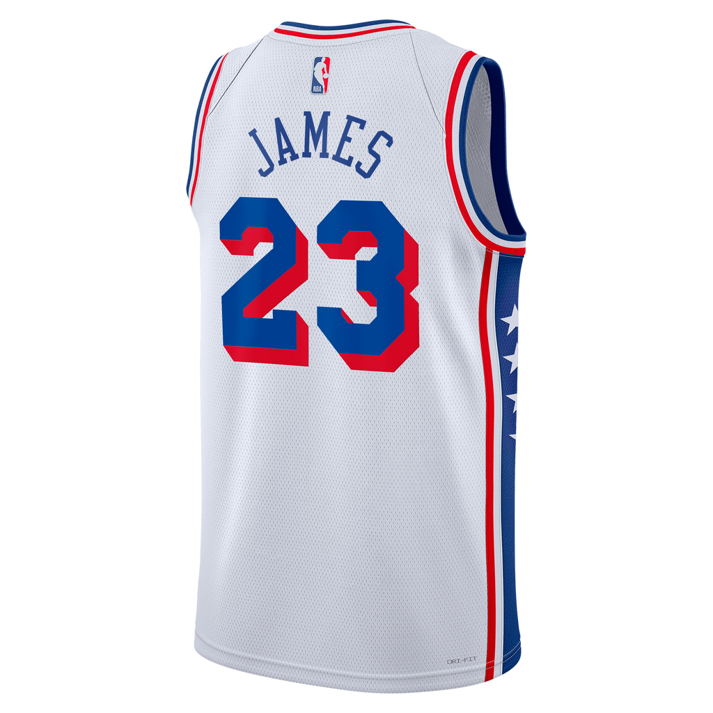 Philadelphia 76ers Nike Association Edition Swingman Jersey - White - LeBron James - Unisex