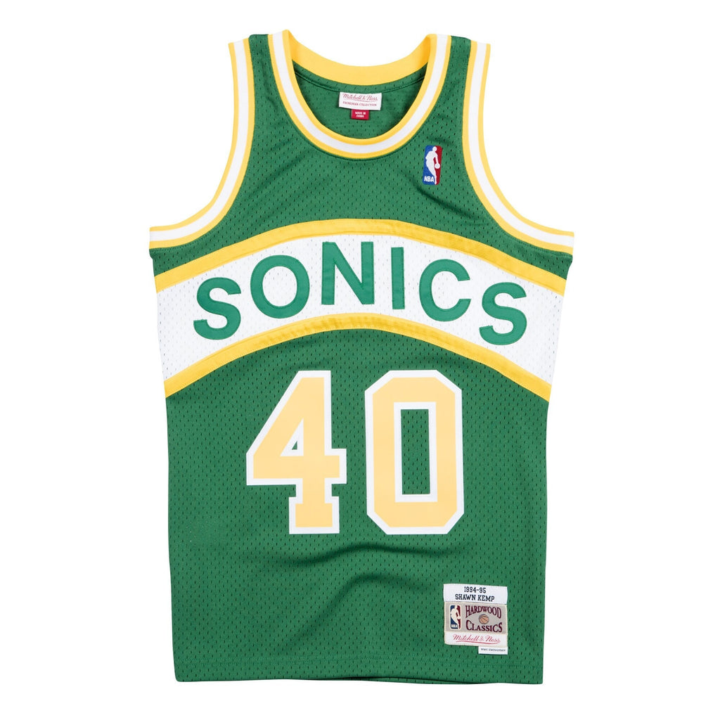Seattle SuperSonics Mitchell & Ness Shawn Kemp Hardwood Classics Road Swingman Jersey - Men's