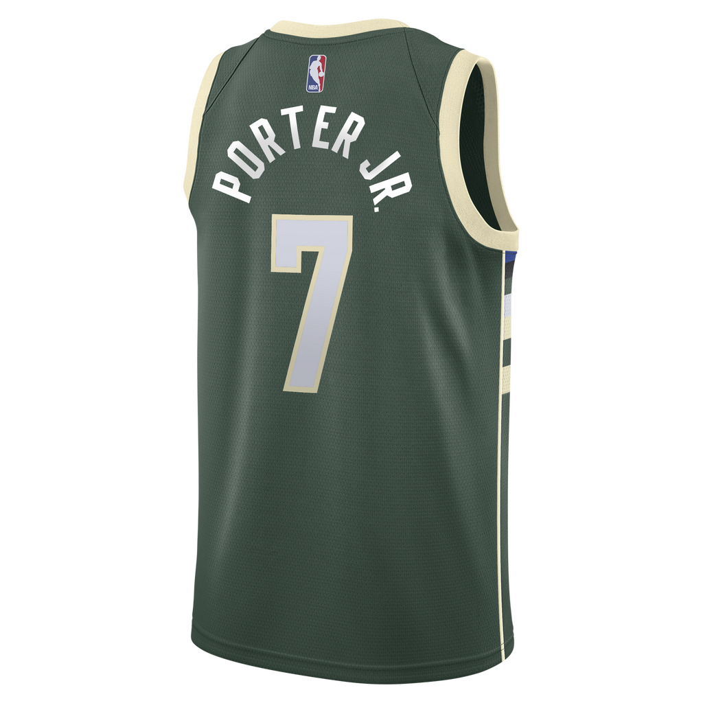 Milwaukee Bucks Nike Icon Edition Swingman Jersey - Hunter Green - Kevin Porter Jr. - Youth