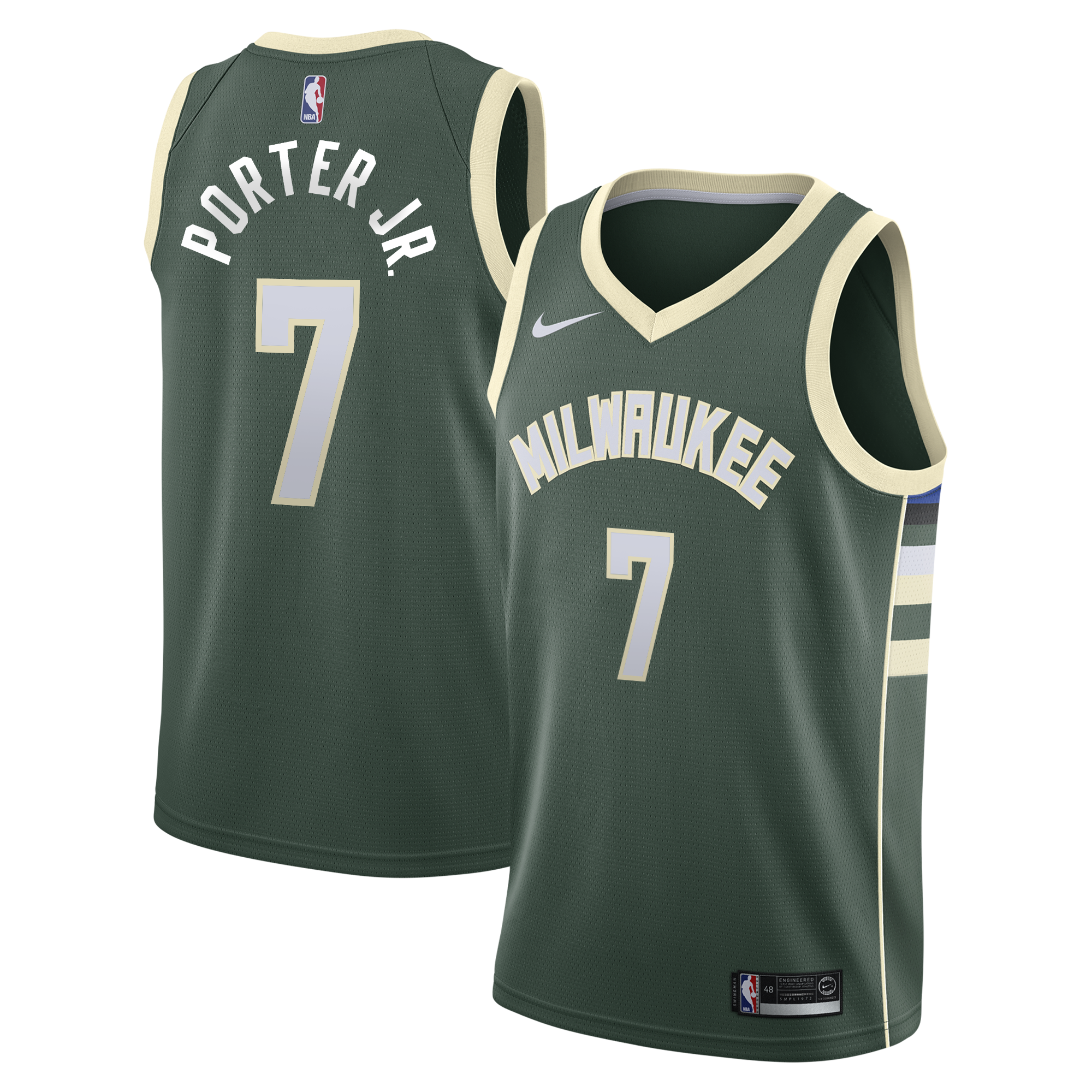 Milwaukee Bucks Nike Icon Edition Swingman Jersey - Hunter Green - Kevin Porter Jr. - Youth