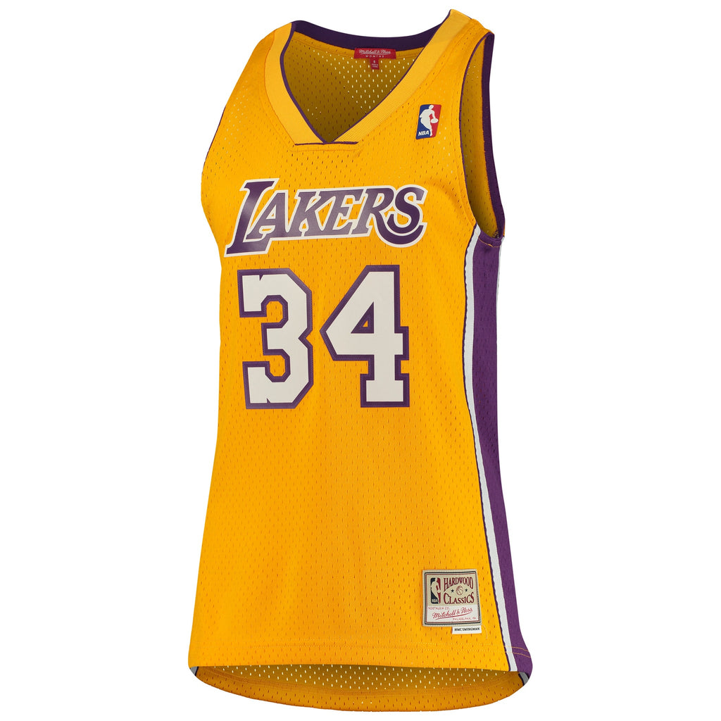 Los Angeles Lakers Mitchell & Ness Shaquille O'Neal 1999-00 Hardwood Classics Swingman Jersey - Gold - Women's