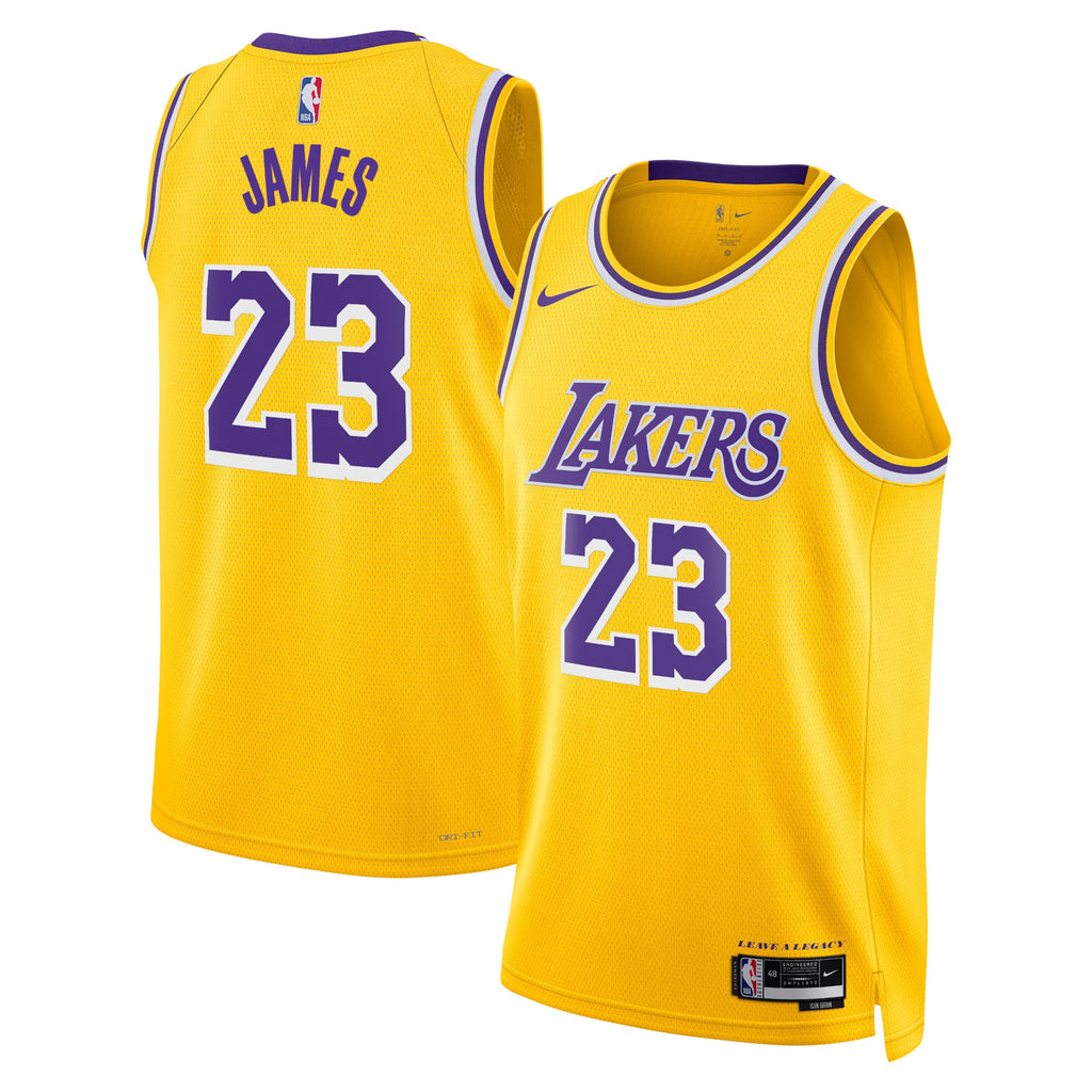 Los Angeles Lakers Nike Icon Edition Swingman Jersey - Gold - LeBron James - Unisex