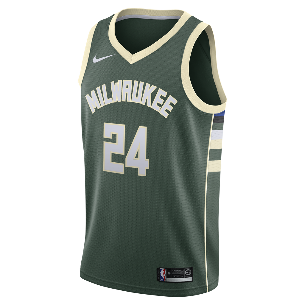 Milwaukee Bucks Nike Icon Edition Swingman Jersey - Hunter Green - Jaime Jaquez Jr. - Youth