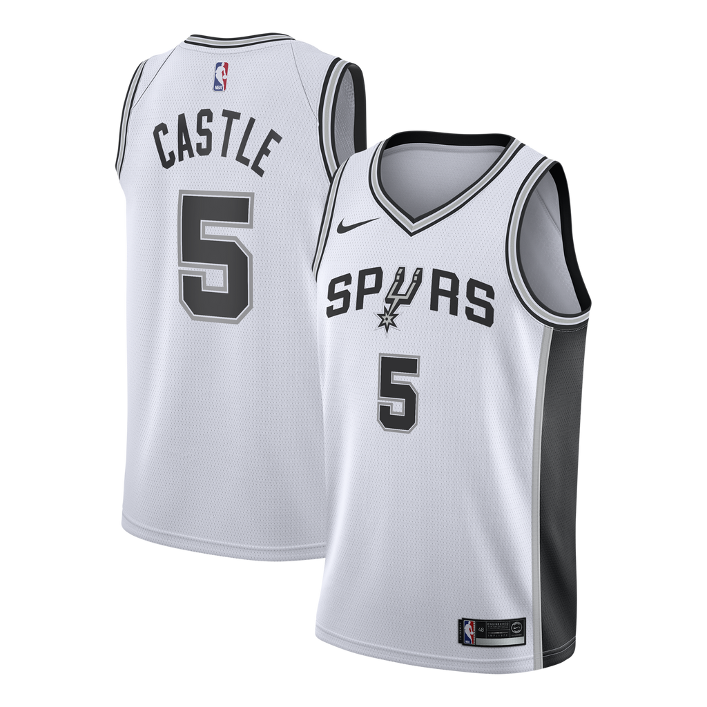 San Antonio Spurs Nike Association Edition Swingman Jersey - White - Stephon Castle - Youth