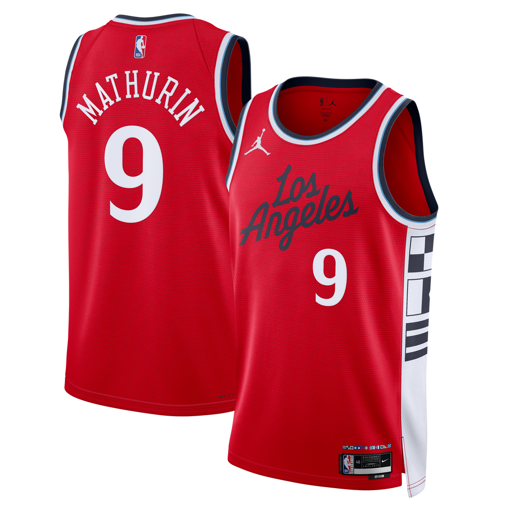 LA Clippers Jordan Brand Statement Edition Swingman Jersey - Red - Bennedict Mathurin - Men's