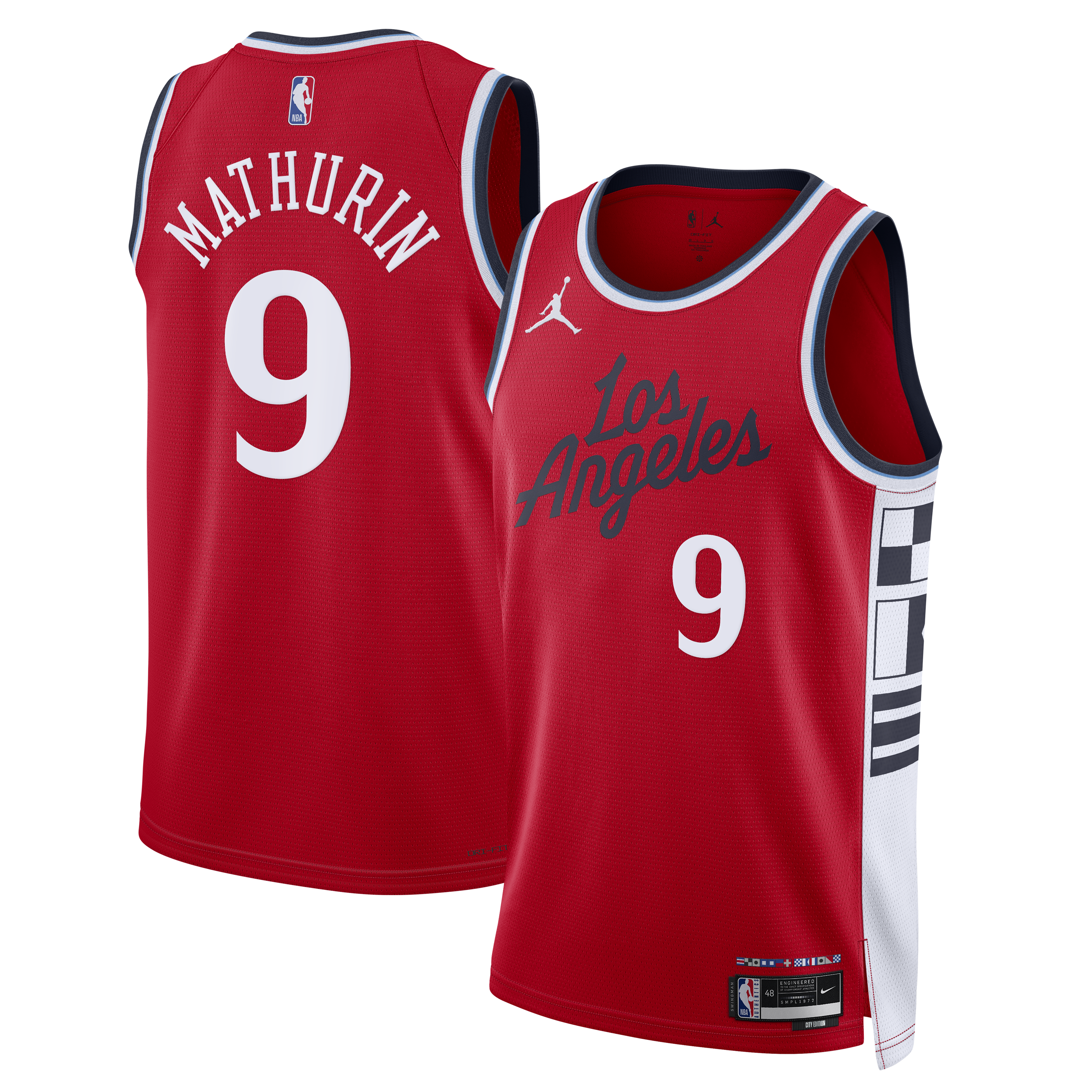 LA Clippers Jordan Brand Statement Edition Swingman Jersey - Red - Bennedict Mathurin - Men's