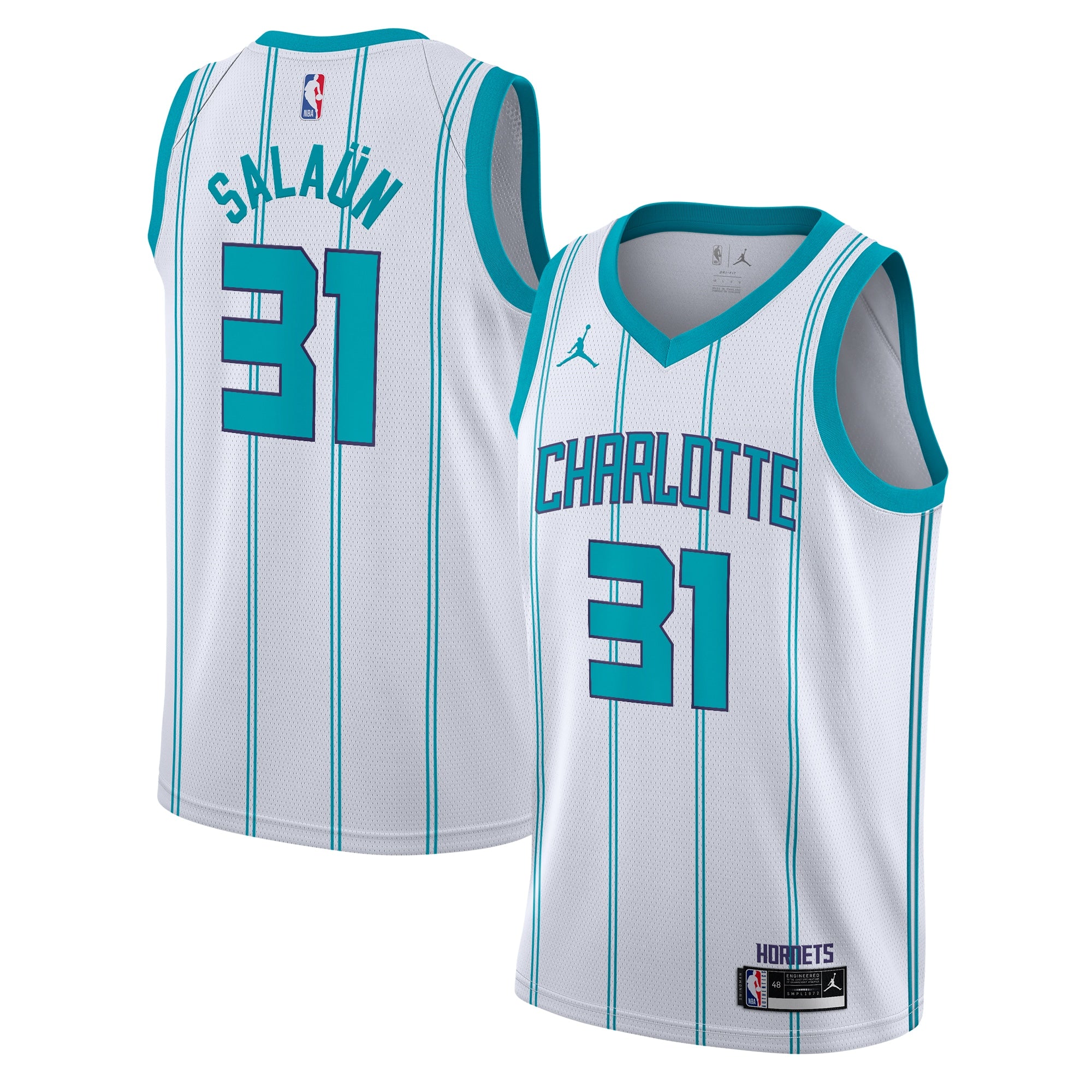 Charlotte Hornets Jordan Brand Association Edition Swingman Jersey - White - Tidjane Salaün - Youth