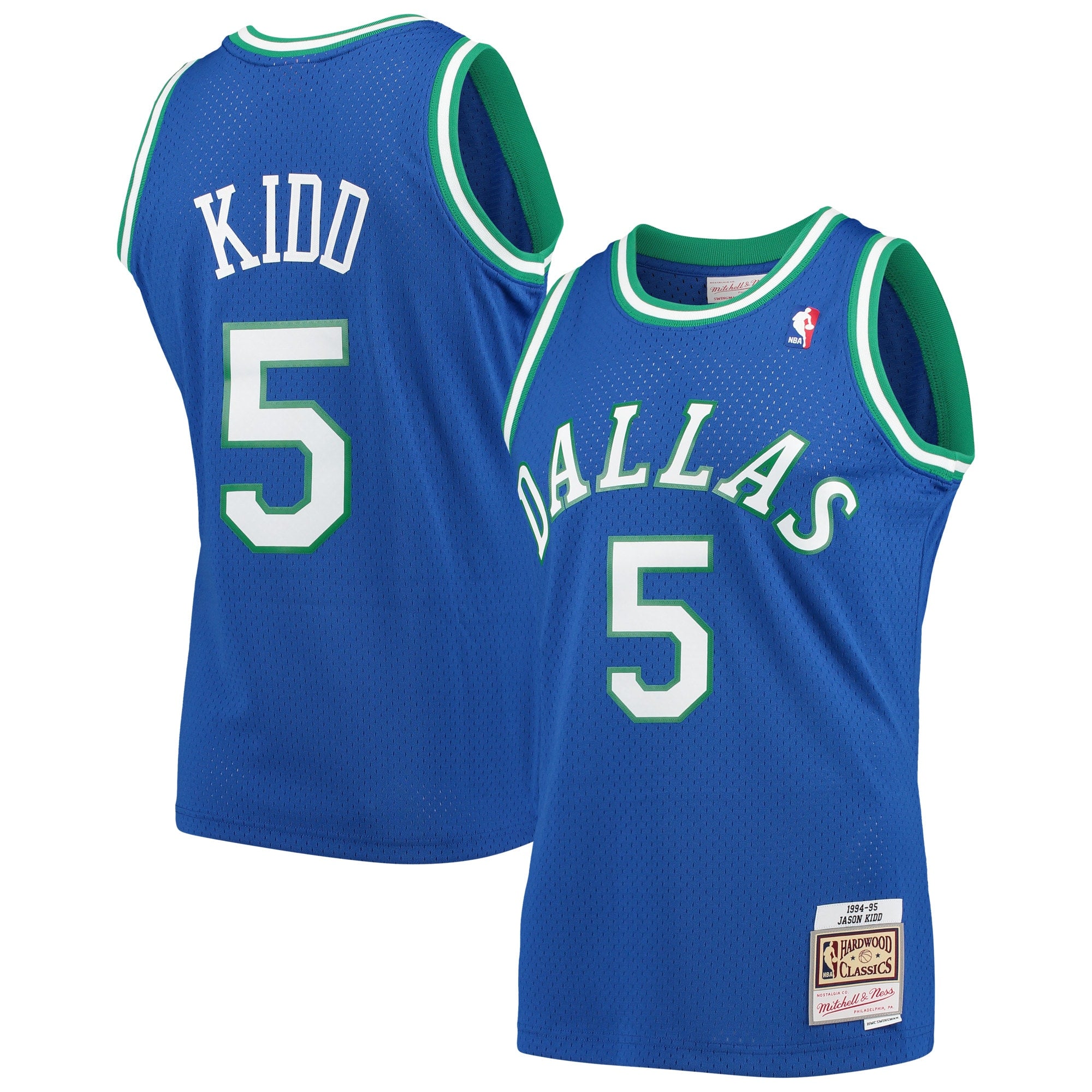 Dallas Mavericks Mitchell & Ness Jason Kidd 1994-95 Hardwood Classics Swingman Player Jersey - Blue - Men's