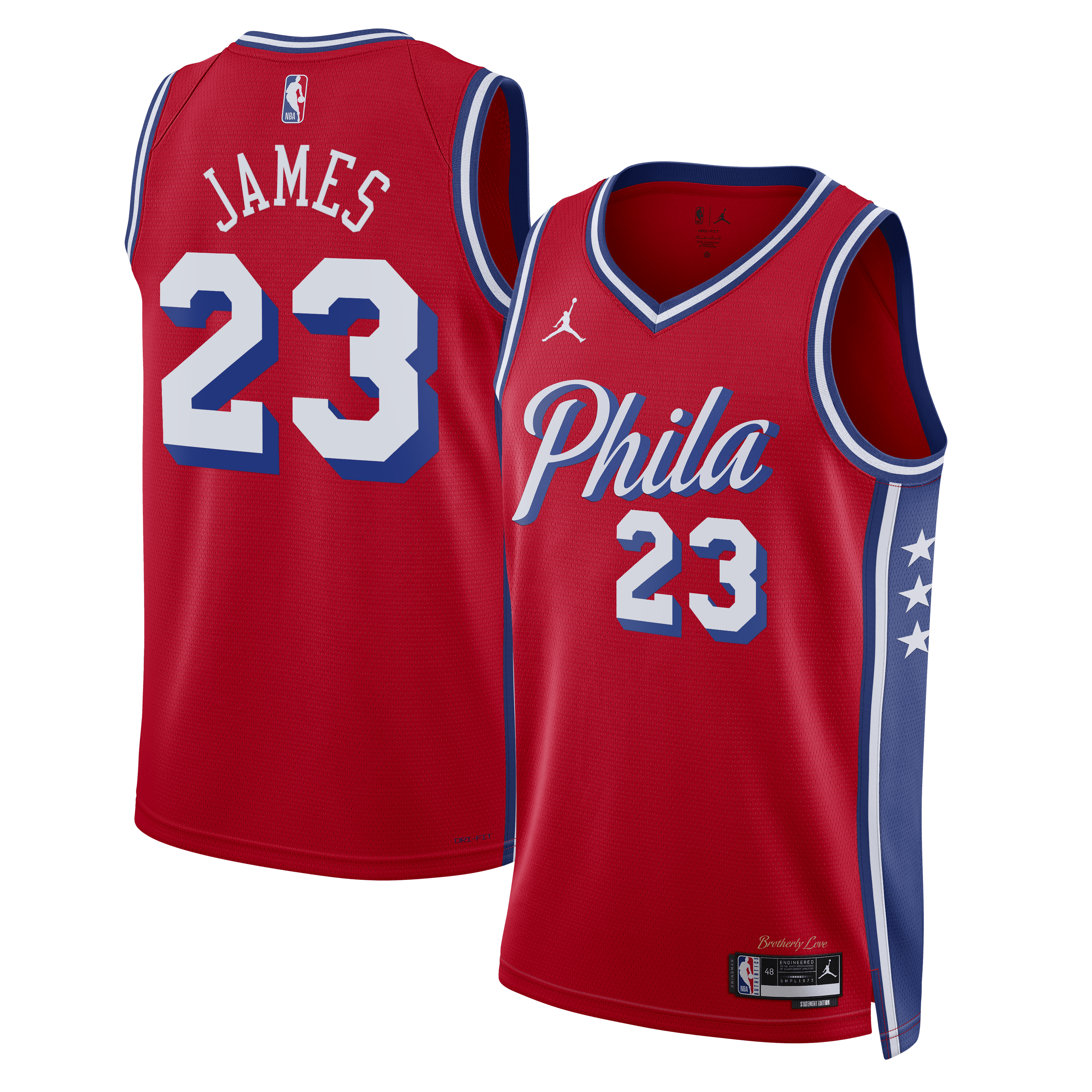 Philadelphia 76ers Jordan Brand Statement Edition Swingman Jersey - Red - LeBron James - Unisex