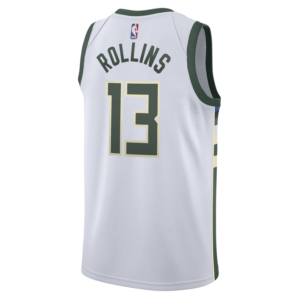 Milwaukee Bucks Nike Association Edition Swingman Jersey - White - Ryan Rollins - Youth