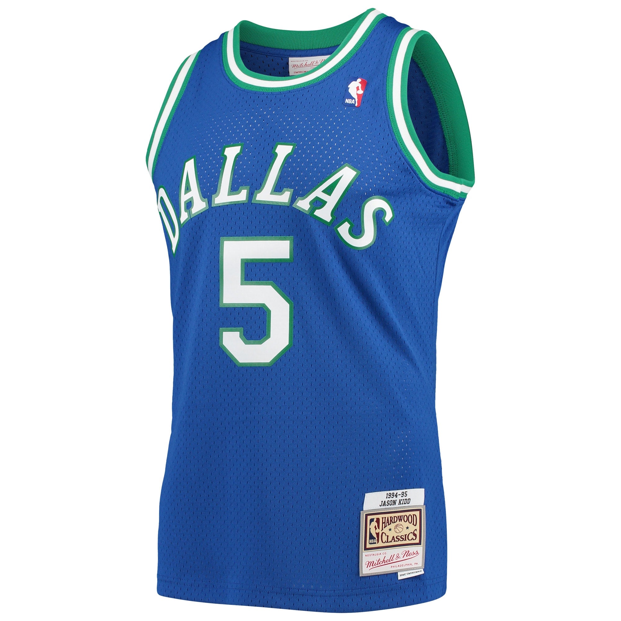 Dallas Mavericks Mitchell & Ness Jason Kidd 1994-95 Hardwood Classics Swingman Player Jersey - Blue - Men's