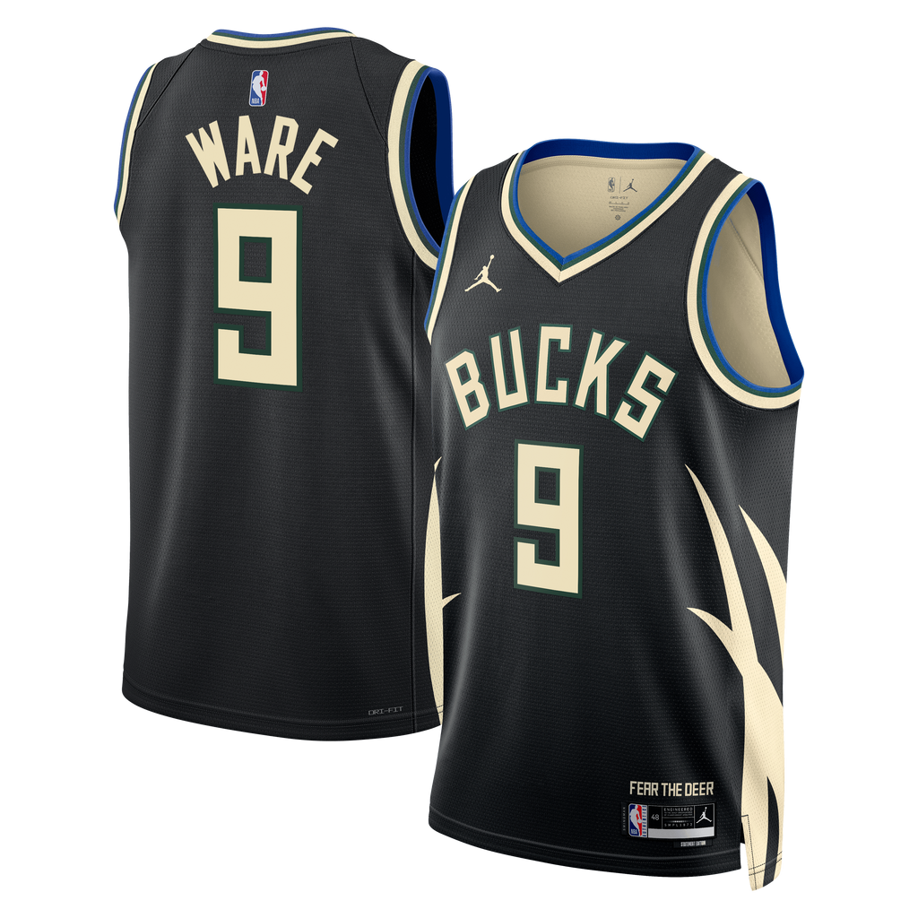 Milwaukee Bucks Jordan Brand Statement Edition Swingman Jersey - Hunter Green - Kel'el Ware - Unisex
