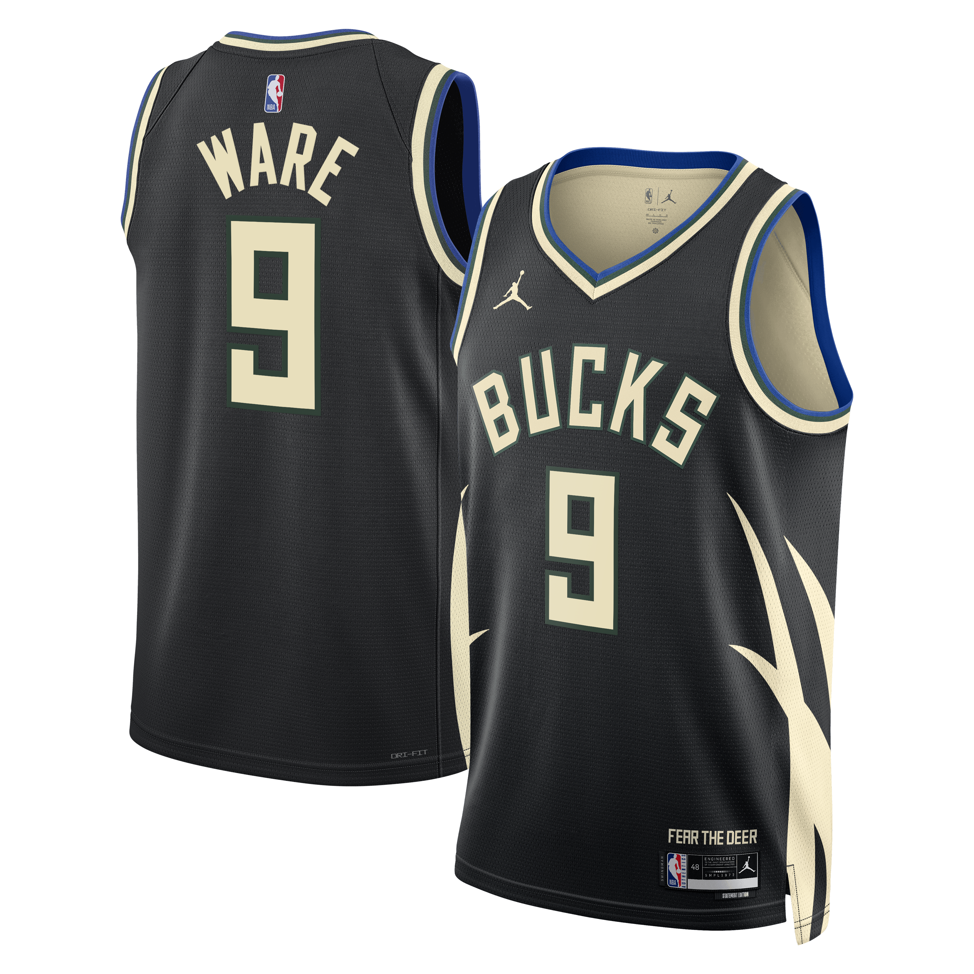 Milwaukee Bucks Jordan Brand Statement Edition Swingman Jersey - Hunter Green - Kel'el Ware - Unisex