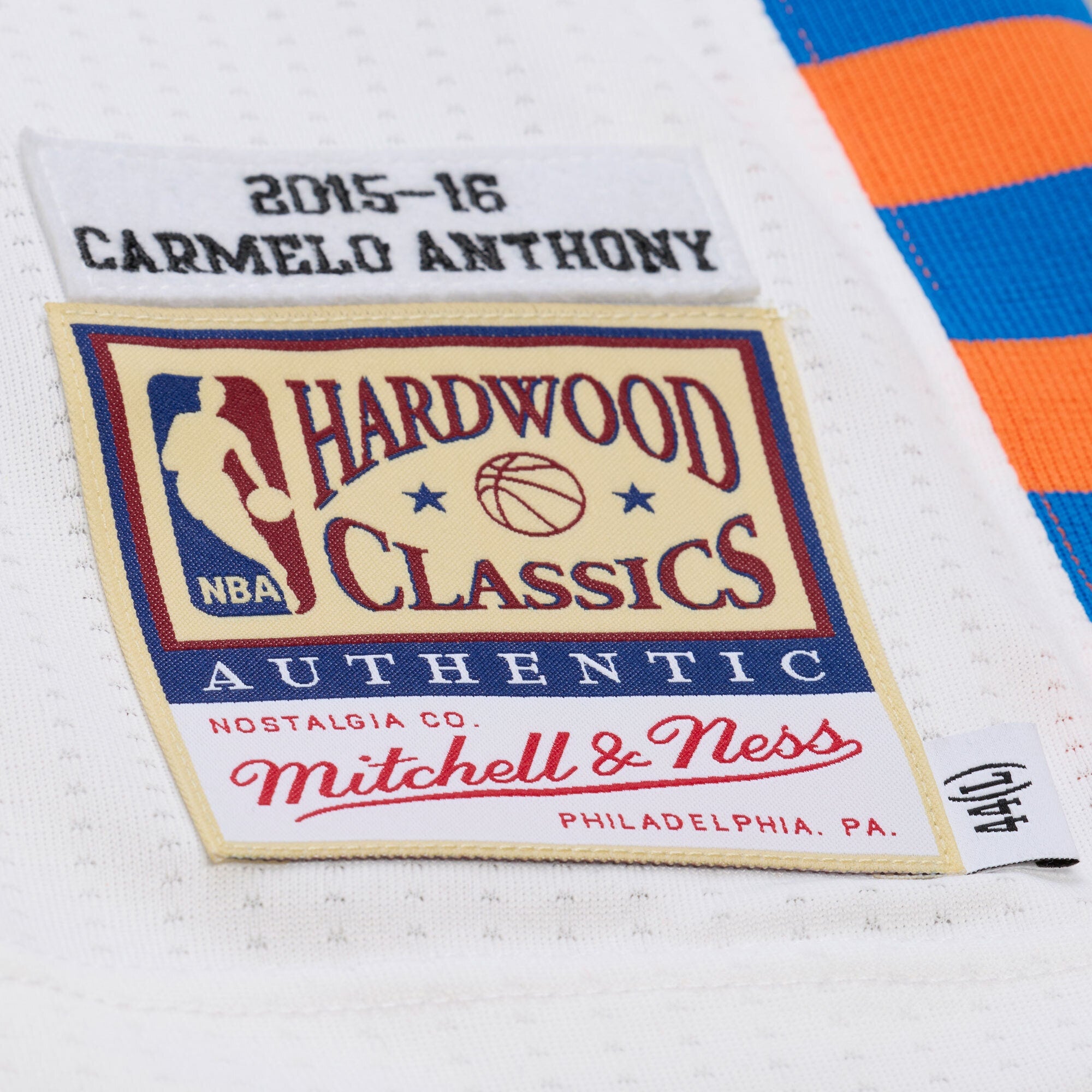 New York Knicks Mitchell & Ness Carmelo Anthony 2015-16 Hardwood Classics Authentic Jersey - White - Men's