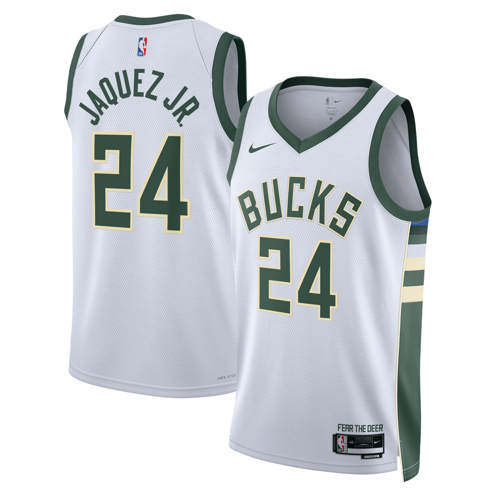 Milwaukee Bucks Nike Association Edition Swingman Jersey - White - Jaime Jaquez Jr. - Unisex