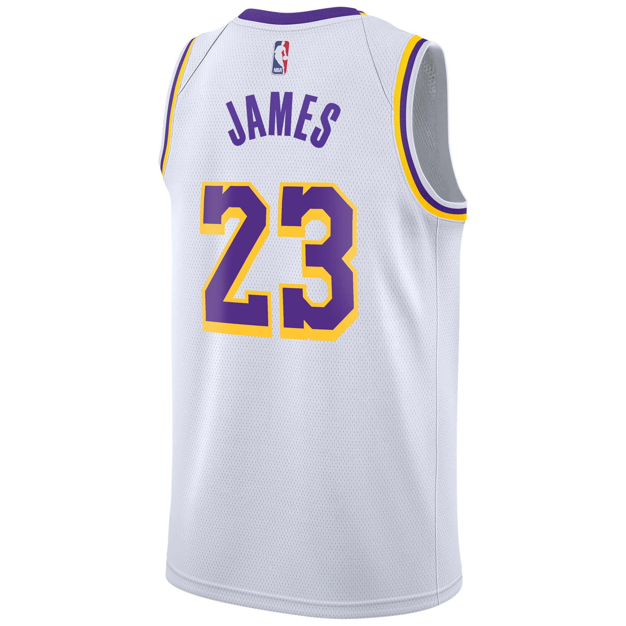 Los Angeles Lakers Nike Association Edition Swingman Jersey - White - LeBron James - Youth