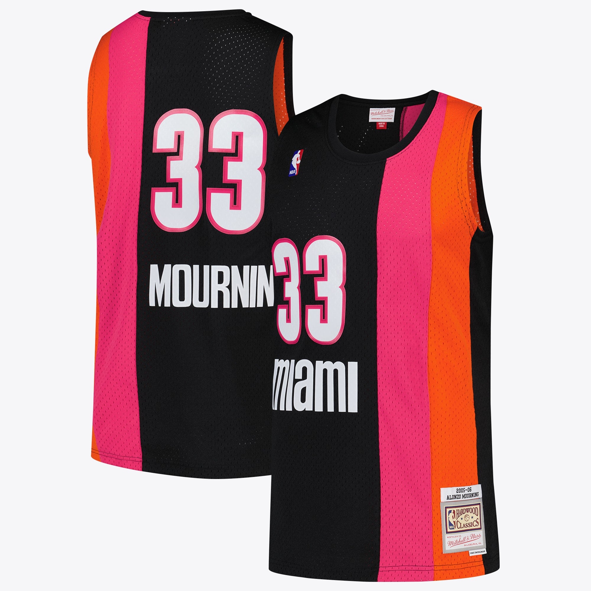 Miami Heat Mitchell & Ness NBA Alonzo Mourning Hardwood Classics Road Jersey - Men's
