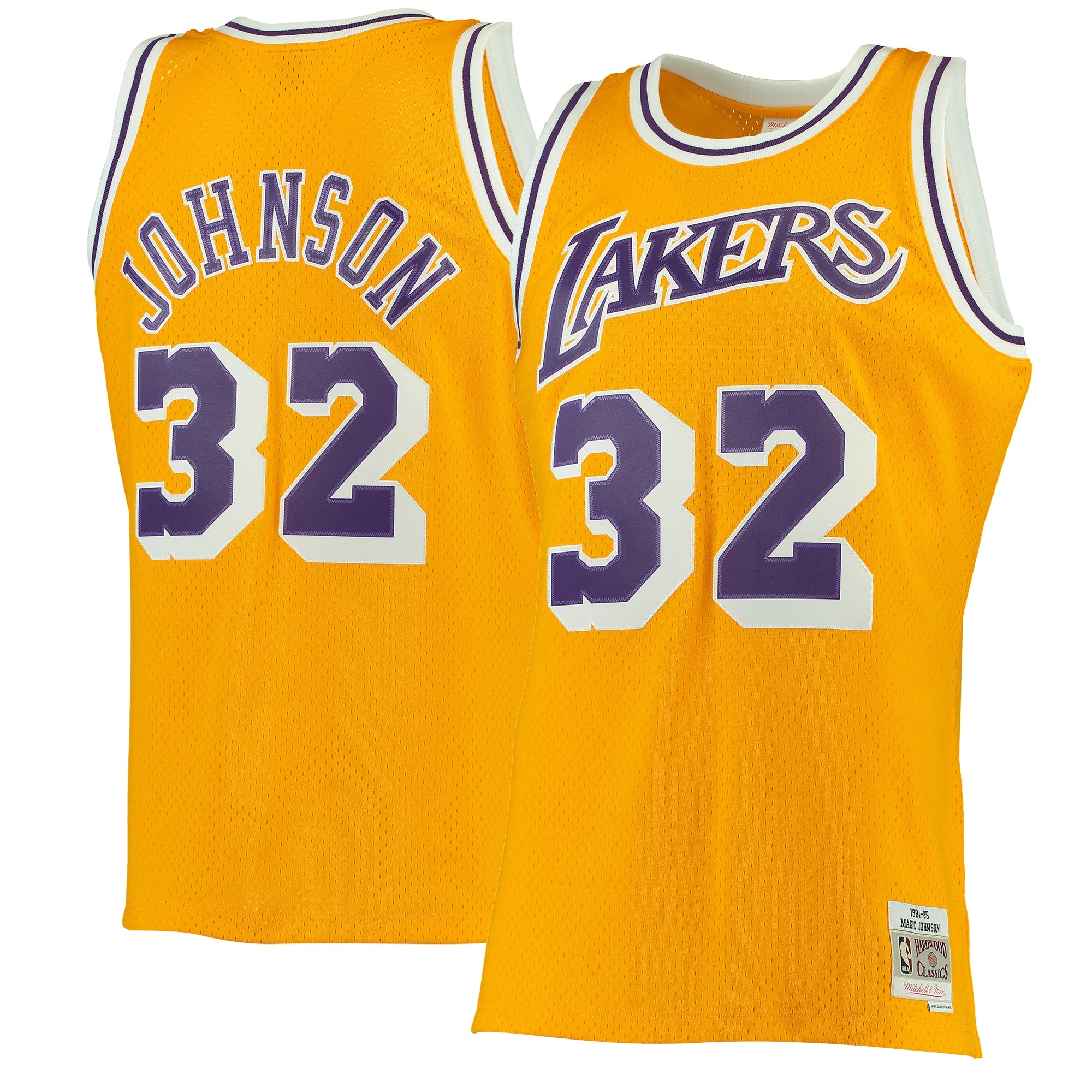 Los Angeles Lakers Mitchell & Ness Magic Johnson 1984-85 Hardwood Classics Swingman Jersey - Gold - Men's
