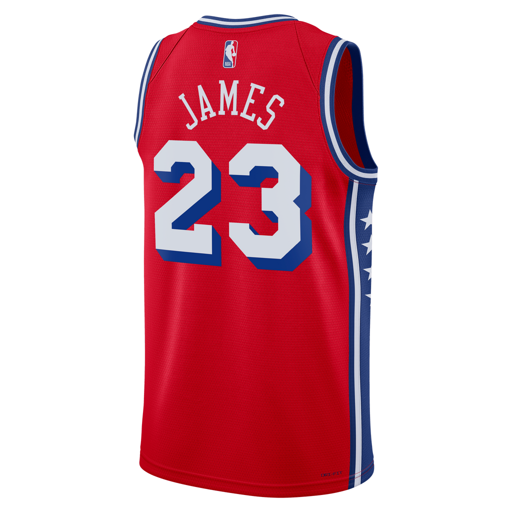 Philadelphia 76ers Jordan Brand Statement Edition Swingman Jersey - Red - LeBron James - Unisex