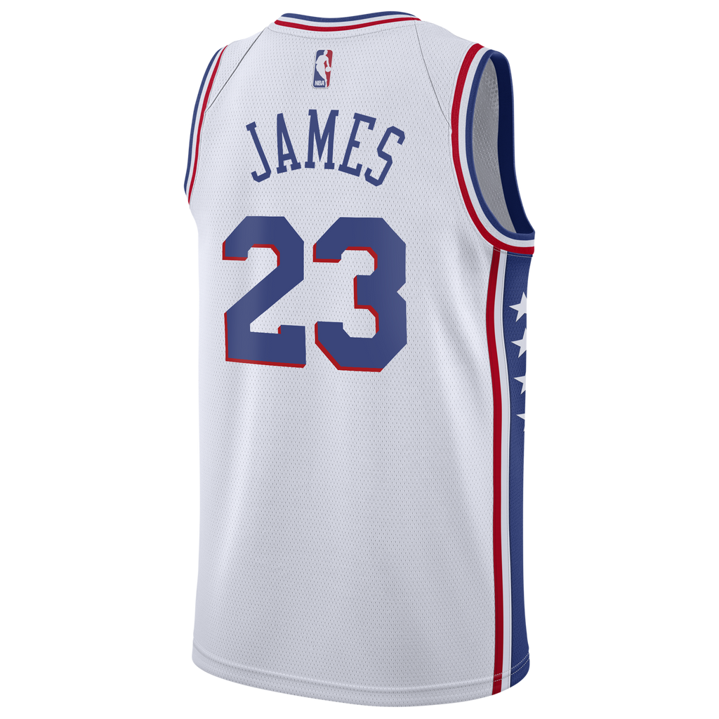 Philadelphia 76ers Nike Association Edition Swingman Jersey - White - LeBron James - Youth