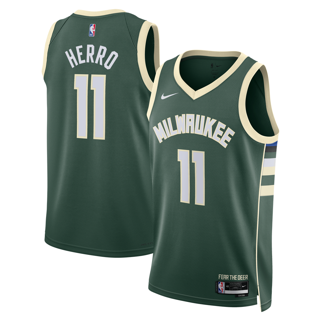 Milwaukee Bucks Nike Icon Edition Swingman Jersey - Hunter Green - Tyler Herro - Unisex