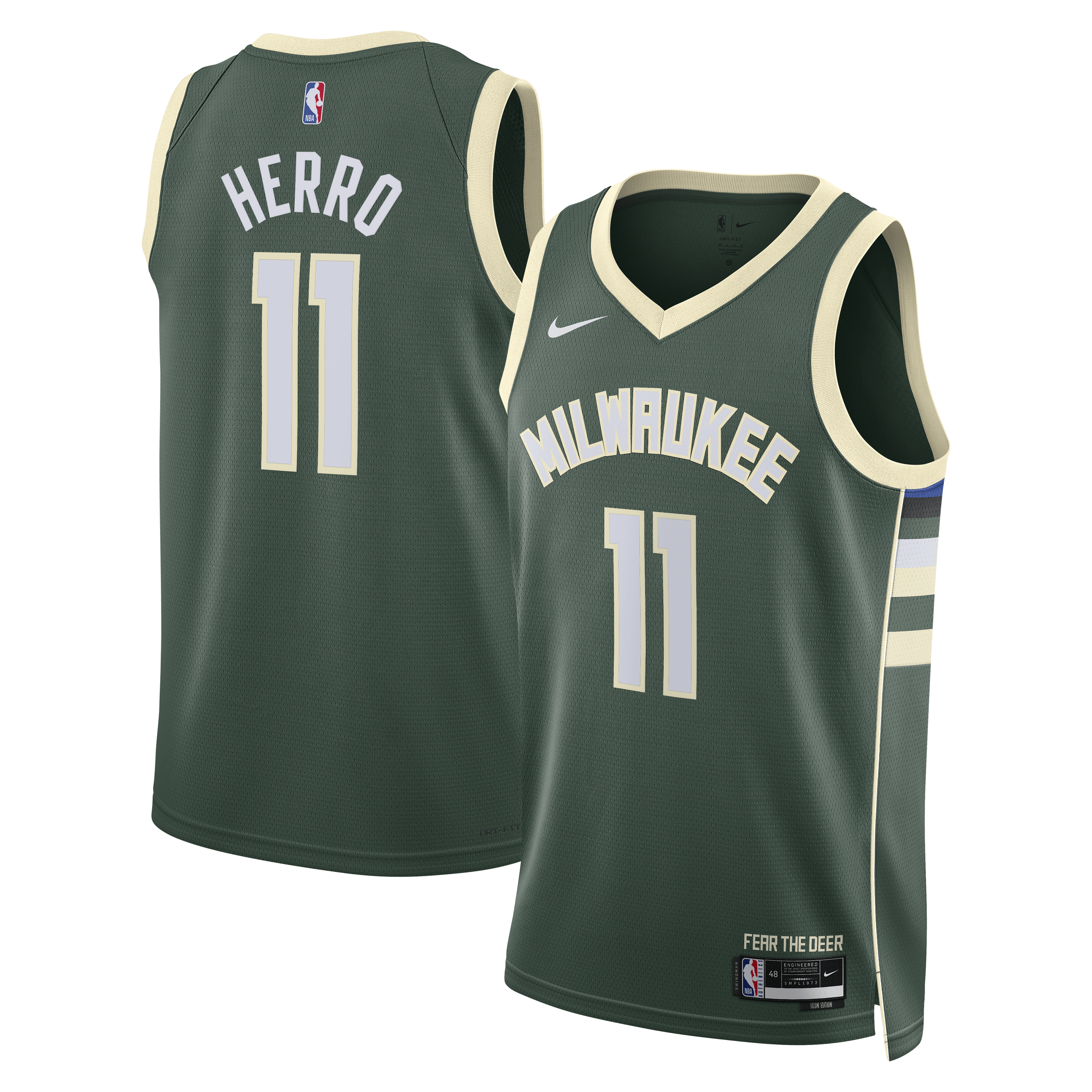 Milwaukee Bucks Nike Icon Edition Swingman Jersey - Hunter Green - Tyler Herro - Unisex