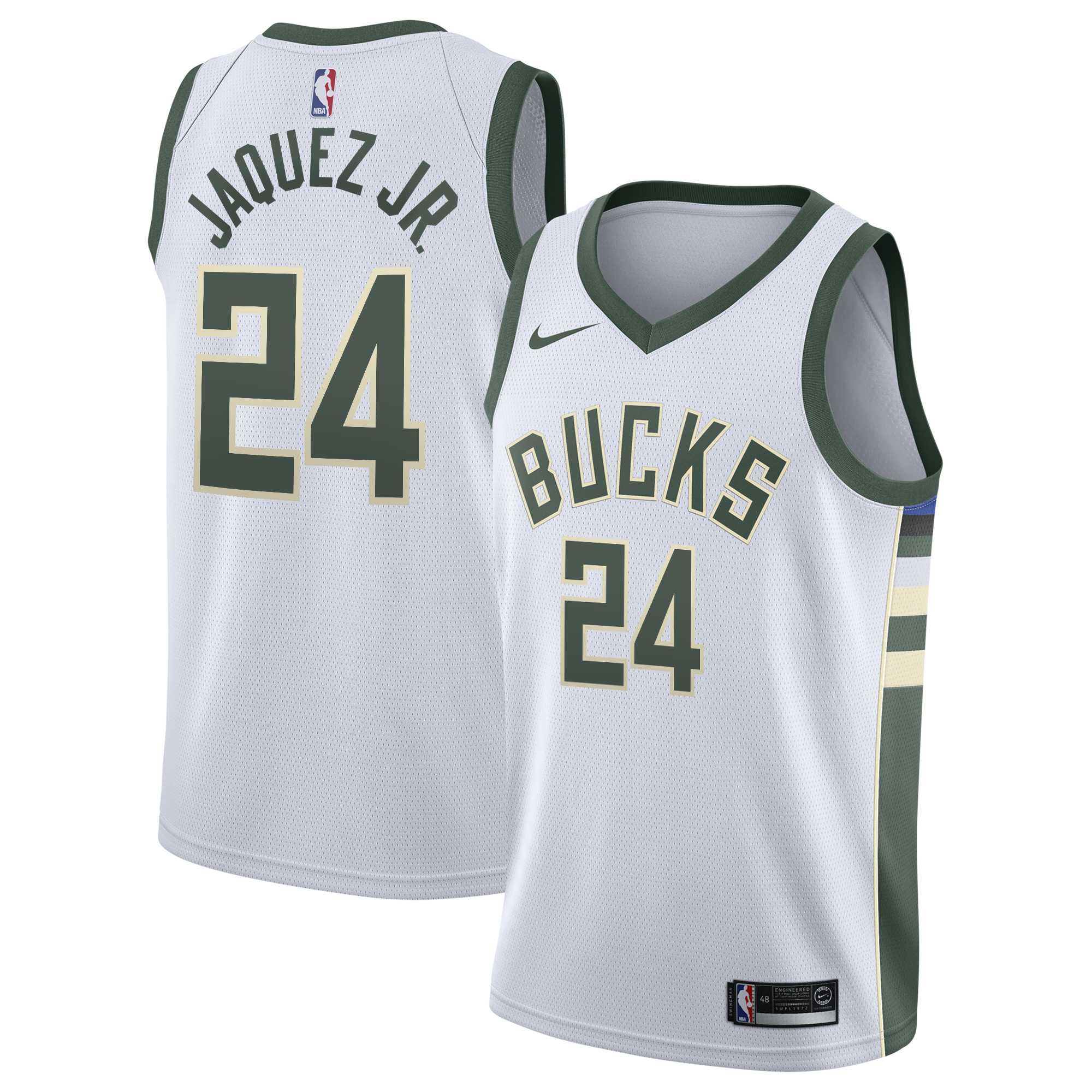 Milwaukee Bucks Nike Association Edition Swingman Jersey - White - Jaime Jaquez Jr. - Youth
