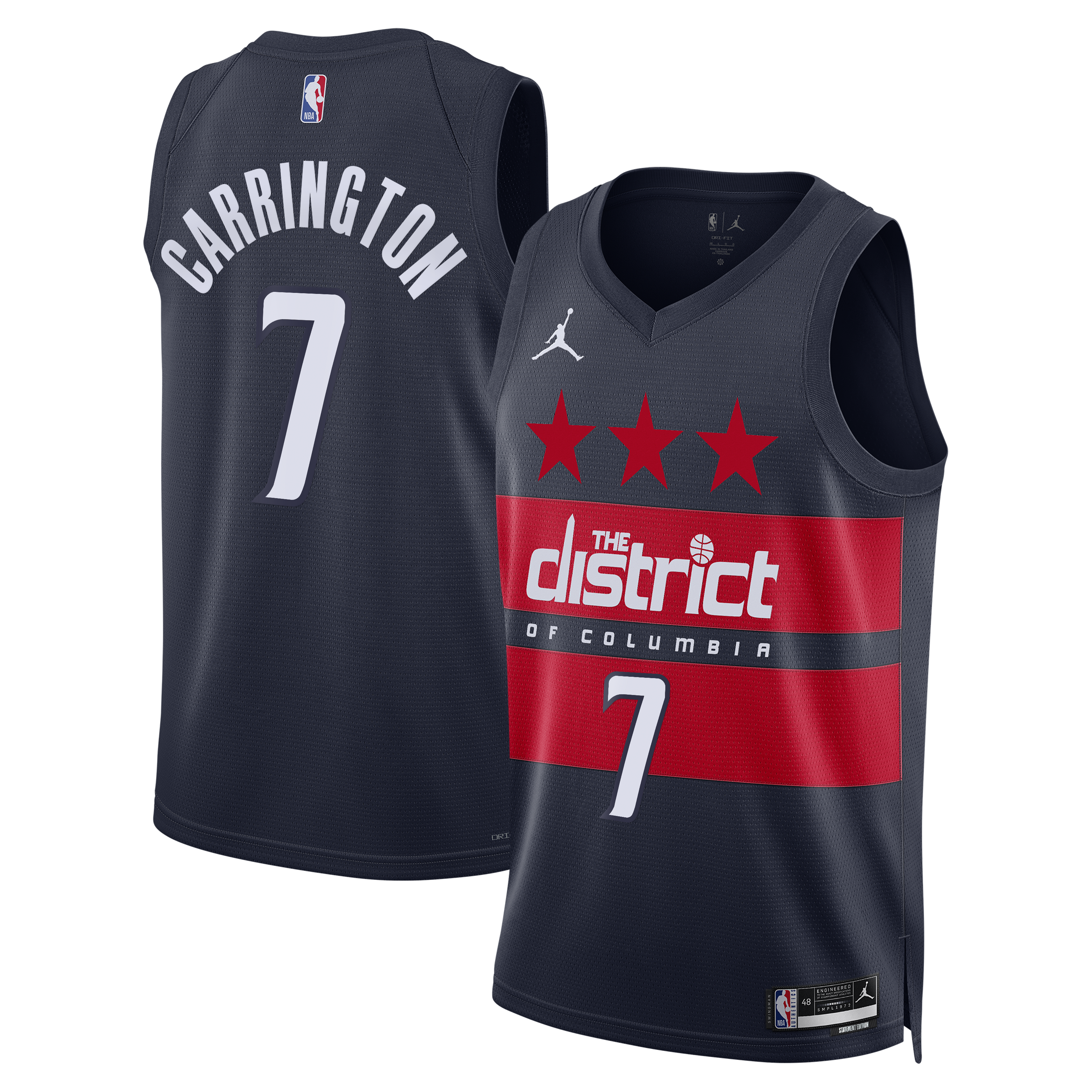 Washington Wizards Jordan Brand Statement Edition Swingman Jersey - Navy - Bub Carrington - Men's